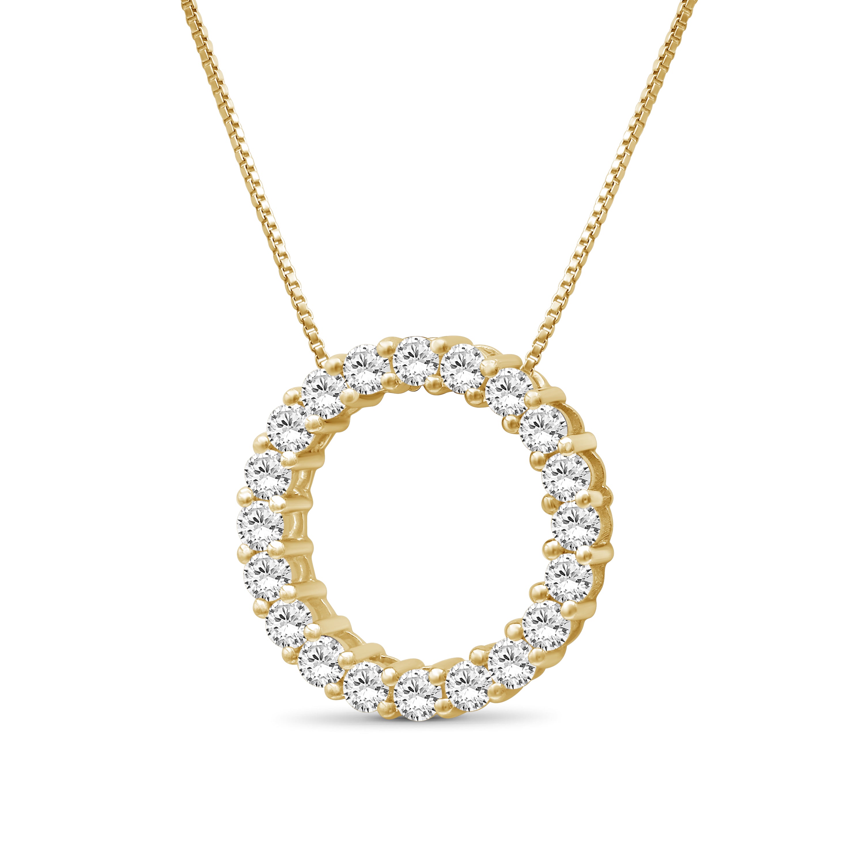Diamonair Lab Grown Diamond (F/VS+) 1.00 carat Round cut Sterling Silver Circle Pendant - Sterling Silver | Gold over Silver