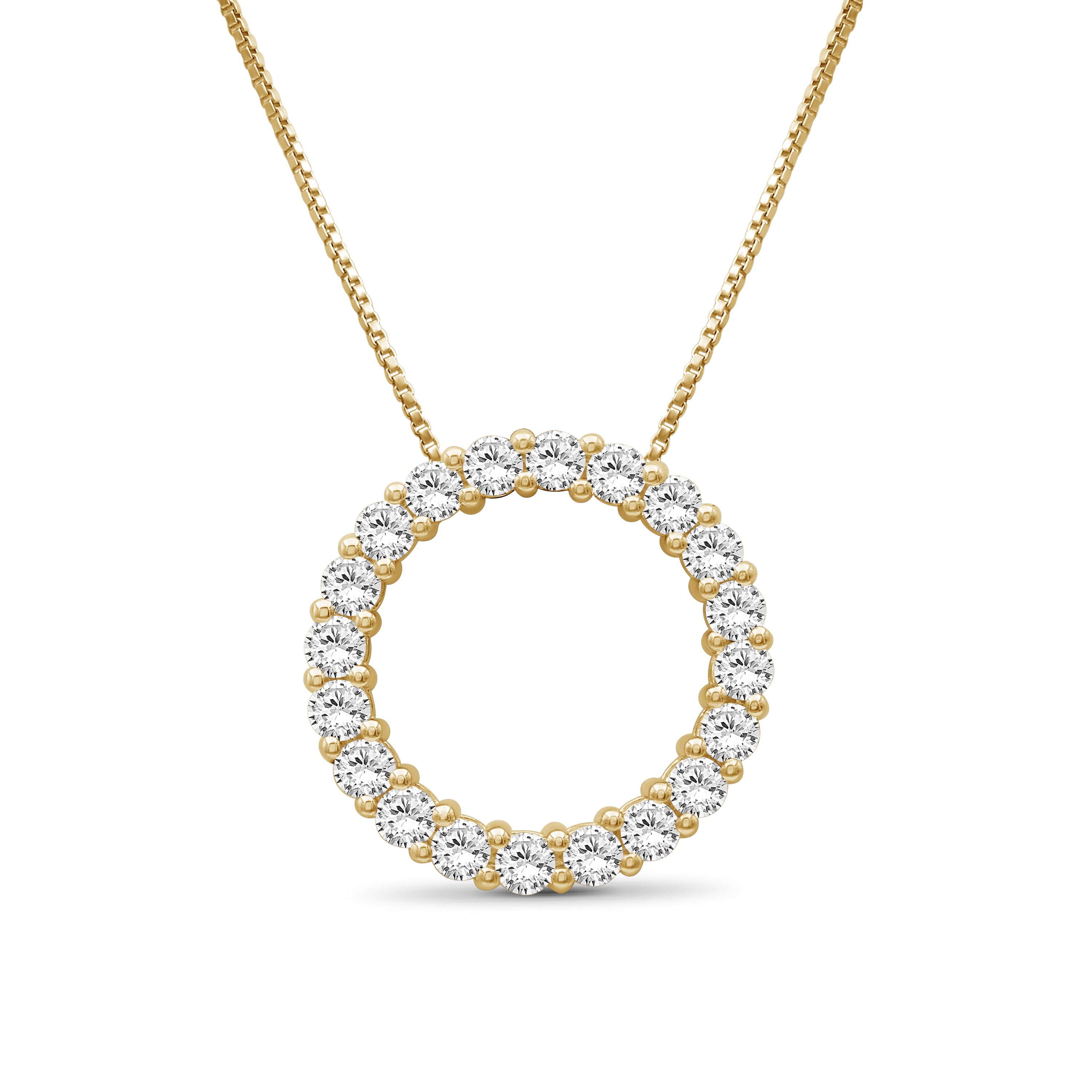 Diamonair Lab Grown Diamond (F/VS+) 1.00 carat Round cut Sterling Silver Circle Pendant - Sterling Silver | Gold over Silver