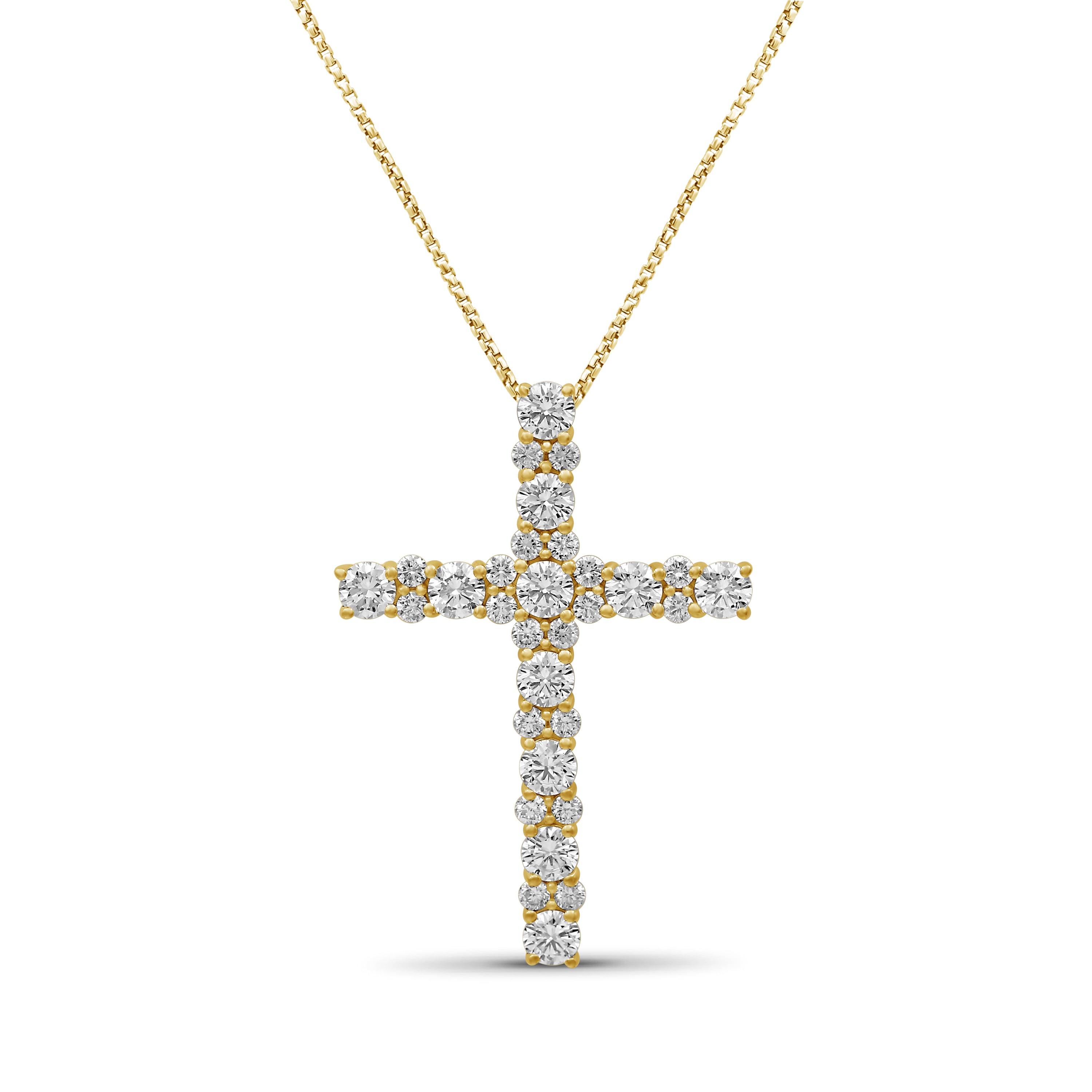 Diamonair Lab Grown Diamond (F/VS+) 2.00 carat Round cut Sterling Silver Cross Pendant - Sterling Silver | Gold over Silver