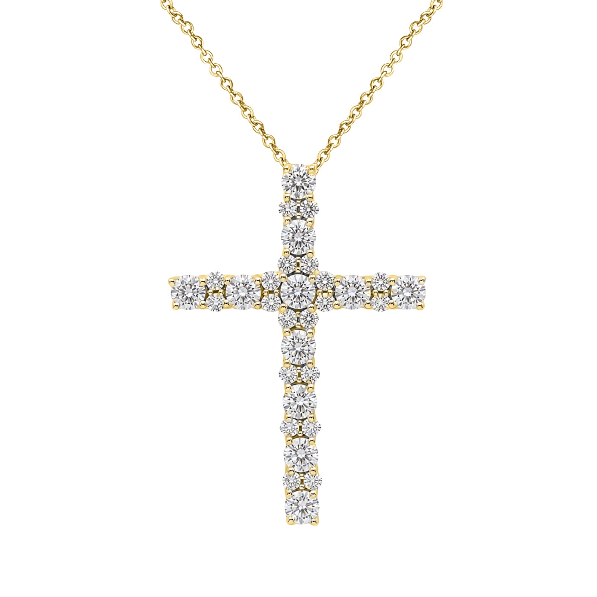 2 ctw Round Cross Pendant Necklace