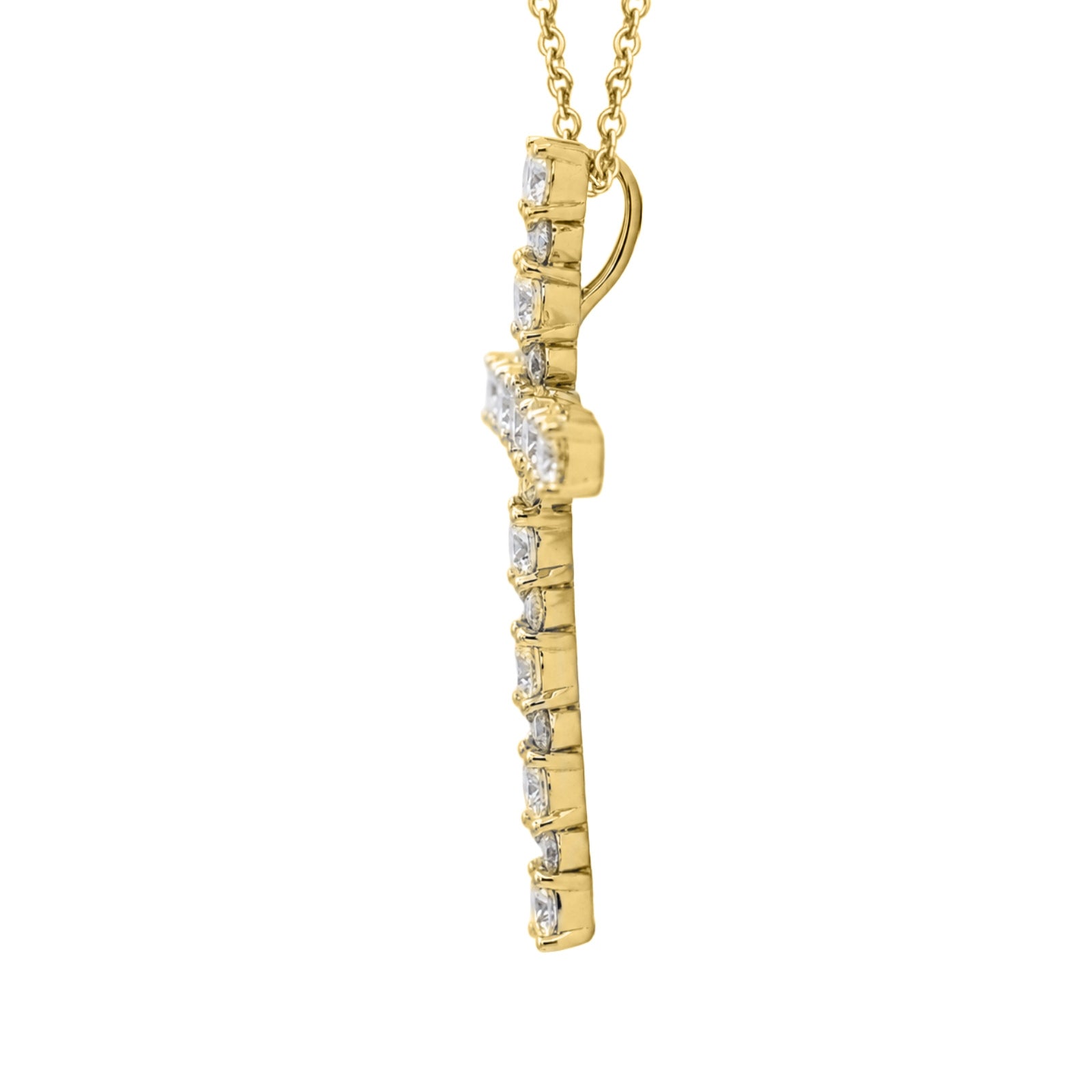 Diamonair Lab Grown Diamond (F/VS+) 2.00 carat Round cut Sterling Silver Cross Pendant - Sterling Silver | Gold over Silver
