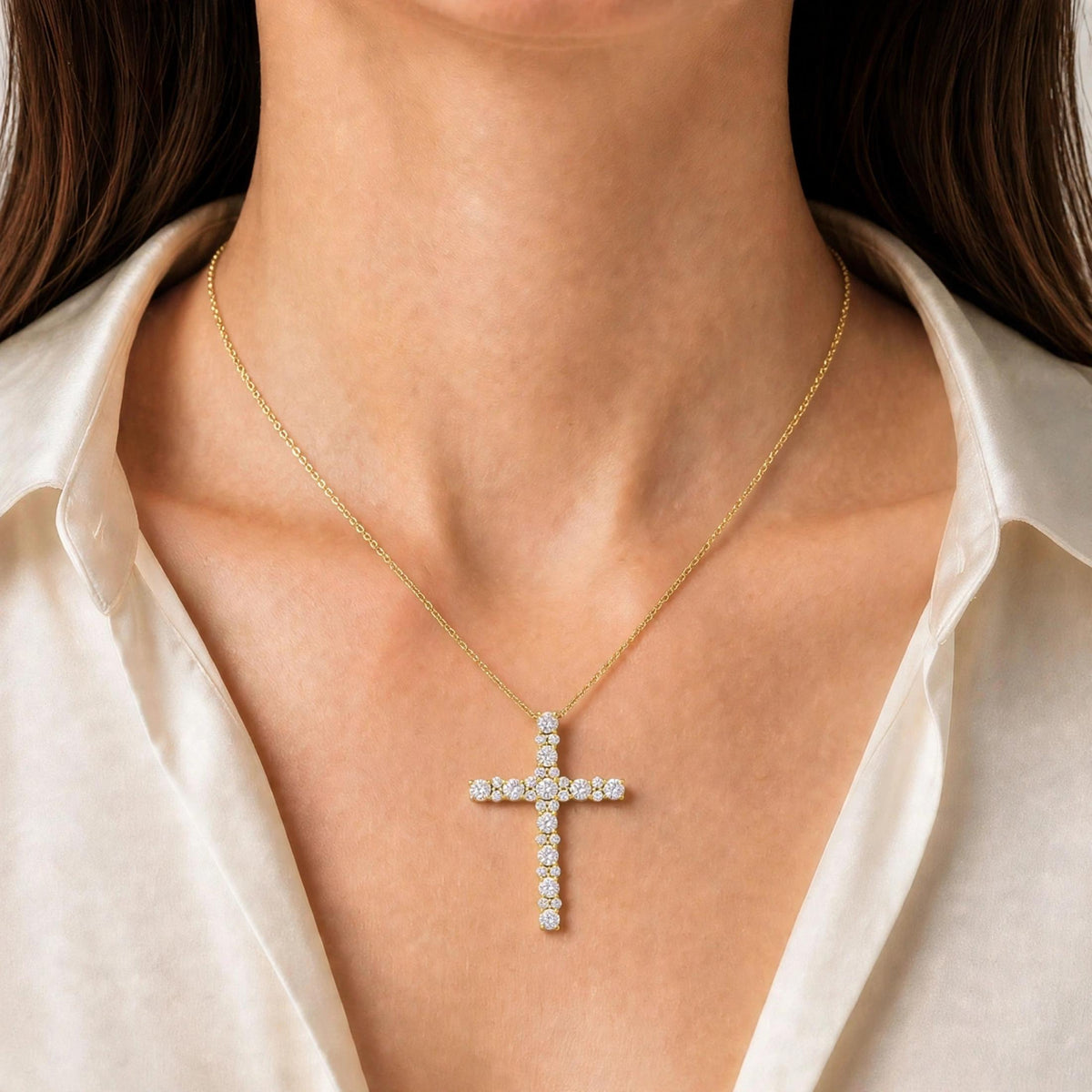 Diamonair Cross Pendant Set - Lab Grown Diamond Sterling Silver Pendant