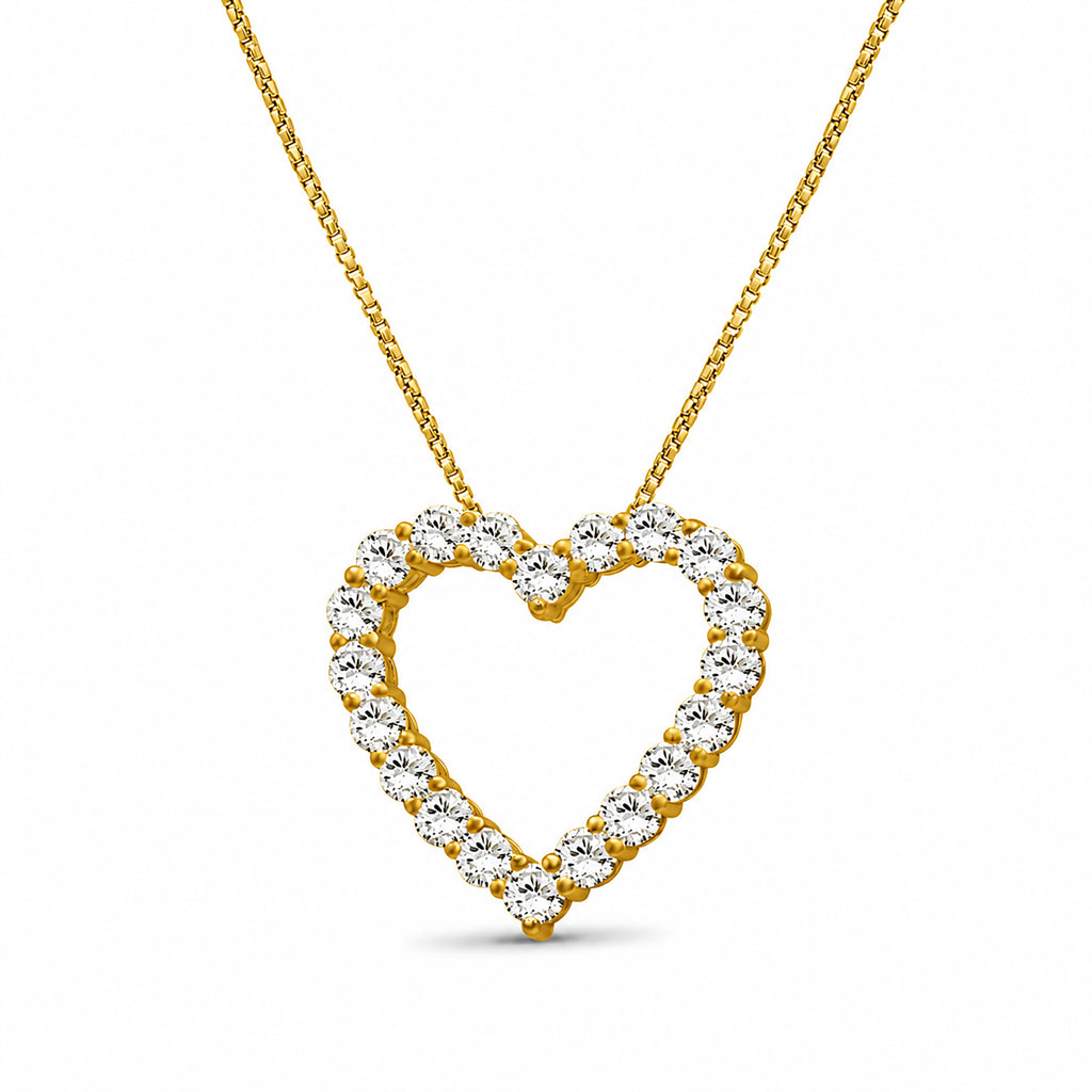 Diamonair Lab Grown Diamond (F/VS+) 2.00 carat Round cut Sterling Silver Heart Pendant - Sterling Silver | Gold over Silver