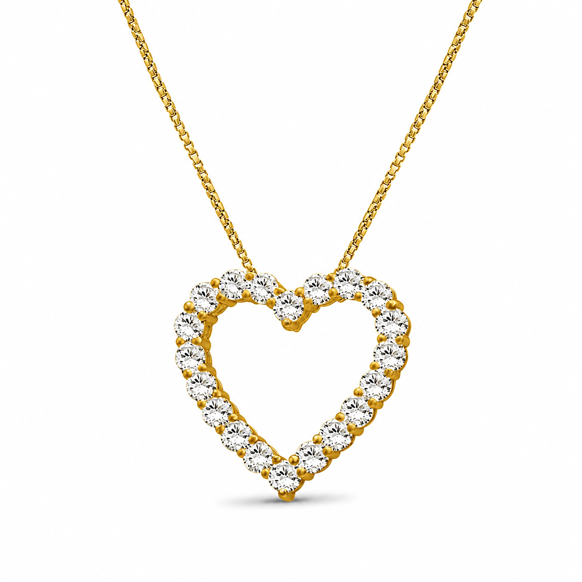 Diamonair Lab Grown Diamond (F/VS+) 2.00 carat Round cut Sterling Silver Heart Pendant - Sterling Silver | Gold over Silver