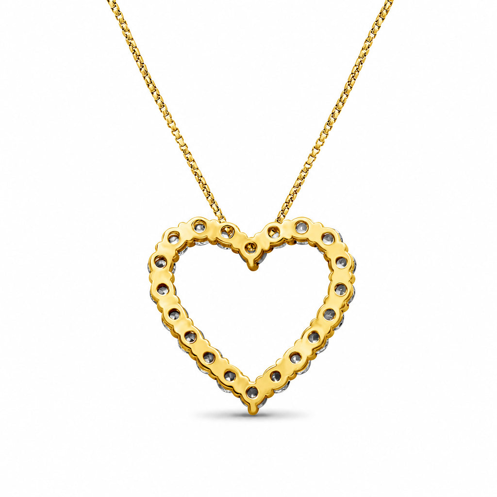 Diamonair Lab Grown Diamond (F/VS+) 2.00 carat Round cut Sterling Silver Heart Pendant - Sterling Silver | Gold over Silver