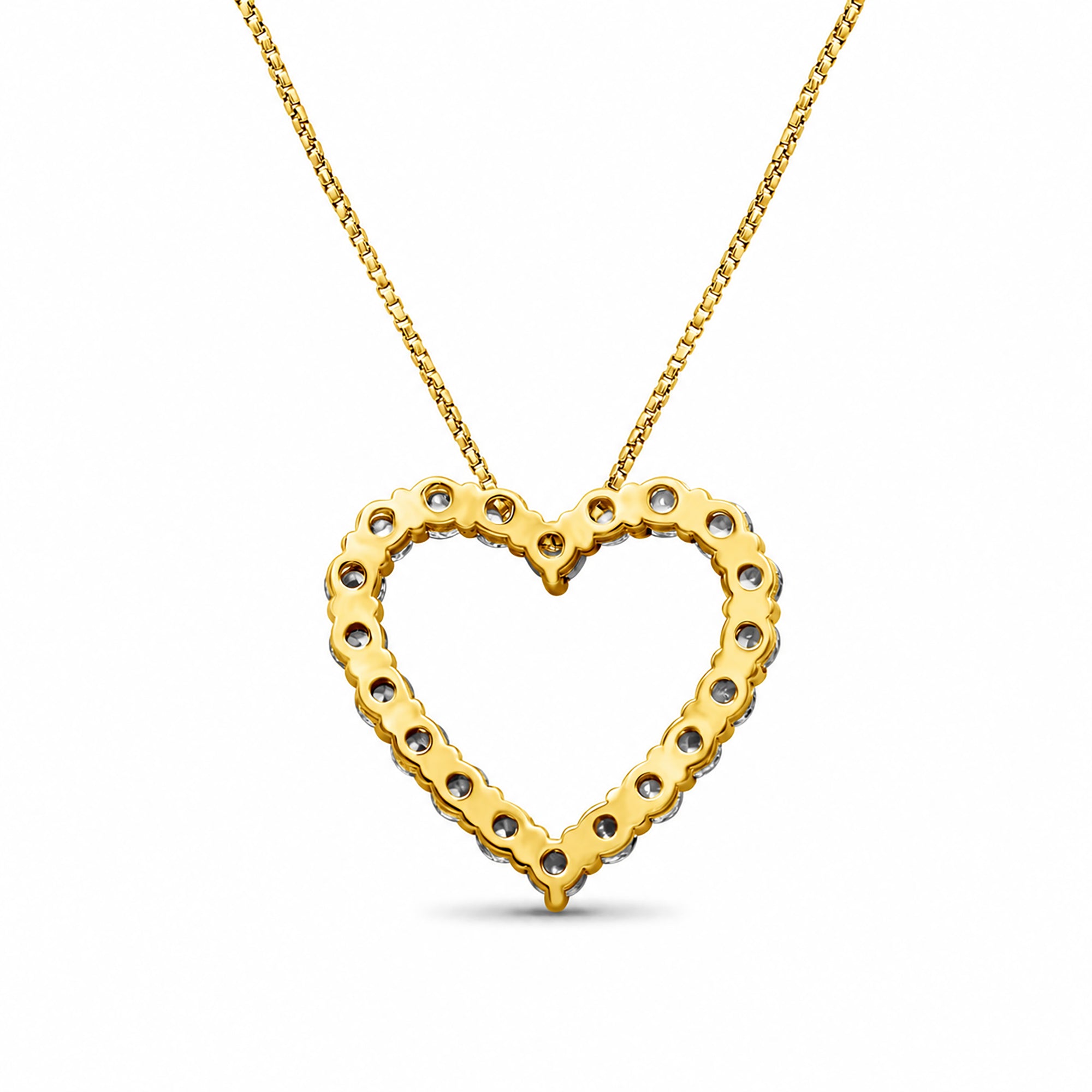 Diamonair Lab Grown Diamond (F/VS+) 2.00 carat Round cut Sterling Silver Heart Pendant - Sterling Silver | Gold over Silver