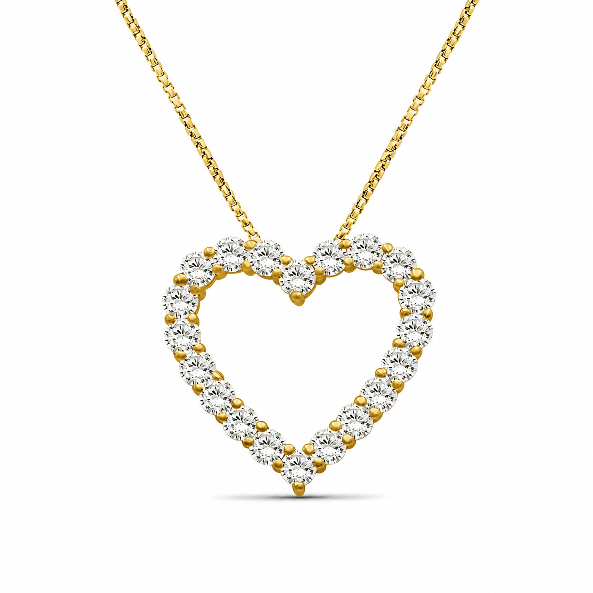 Diamonair Lab Grown Diamond (F/VS+) 2.00 carat Round cut Sterling Silver Heart Pendant - Sterling Silver | Gold over Silver