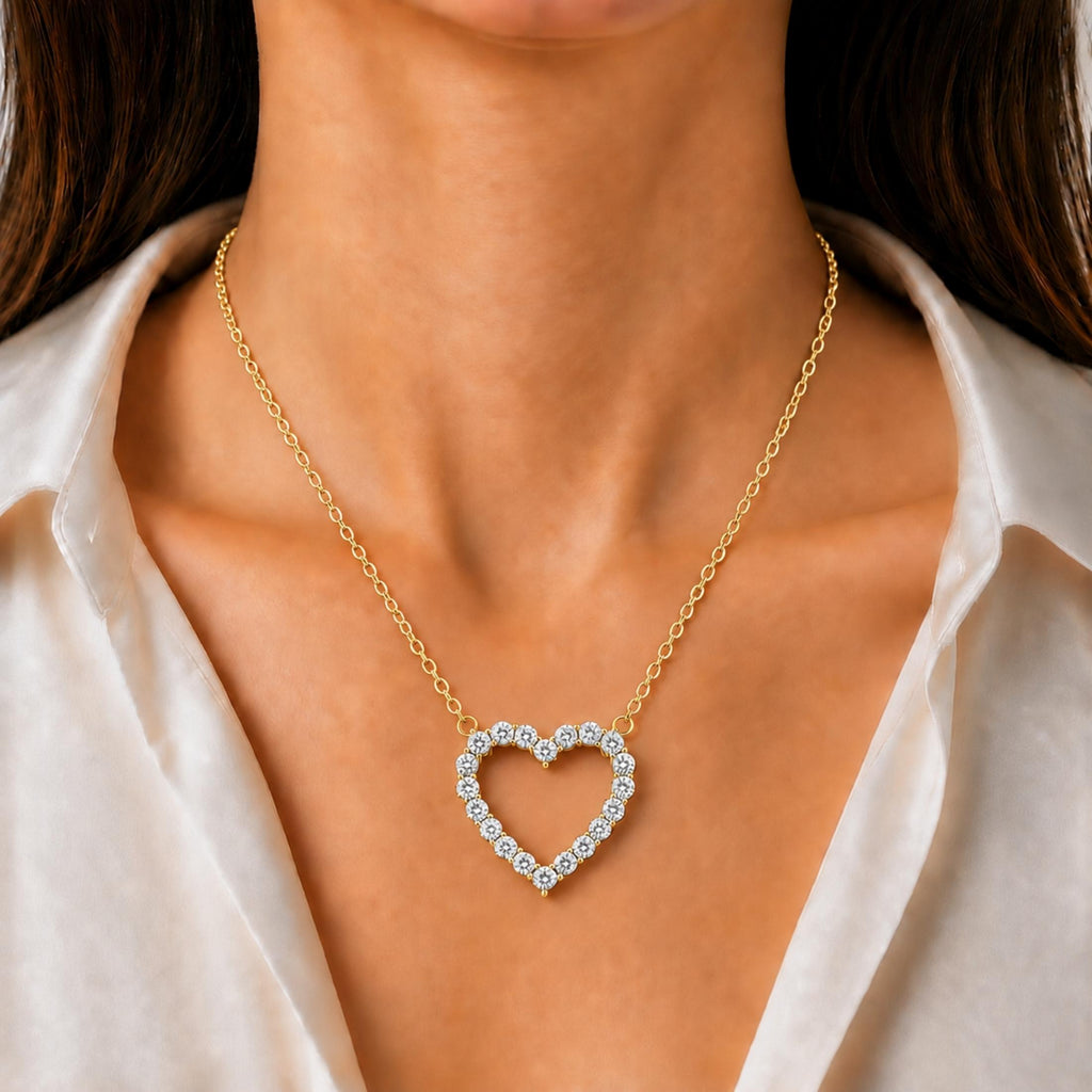 Diamonair Heart Pendant Set - Lab Grown Diamond Sterling Silver Heart Pendant