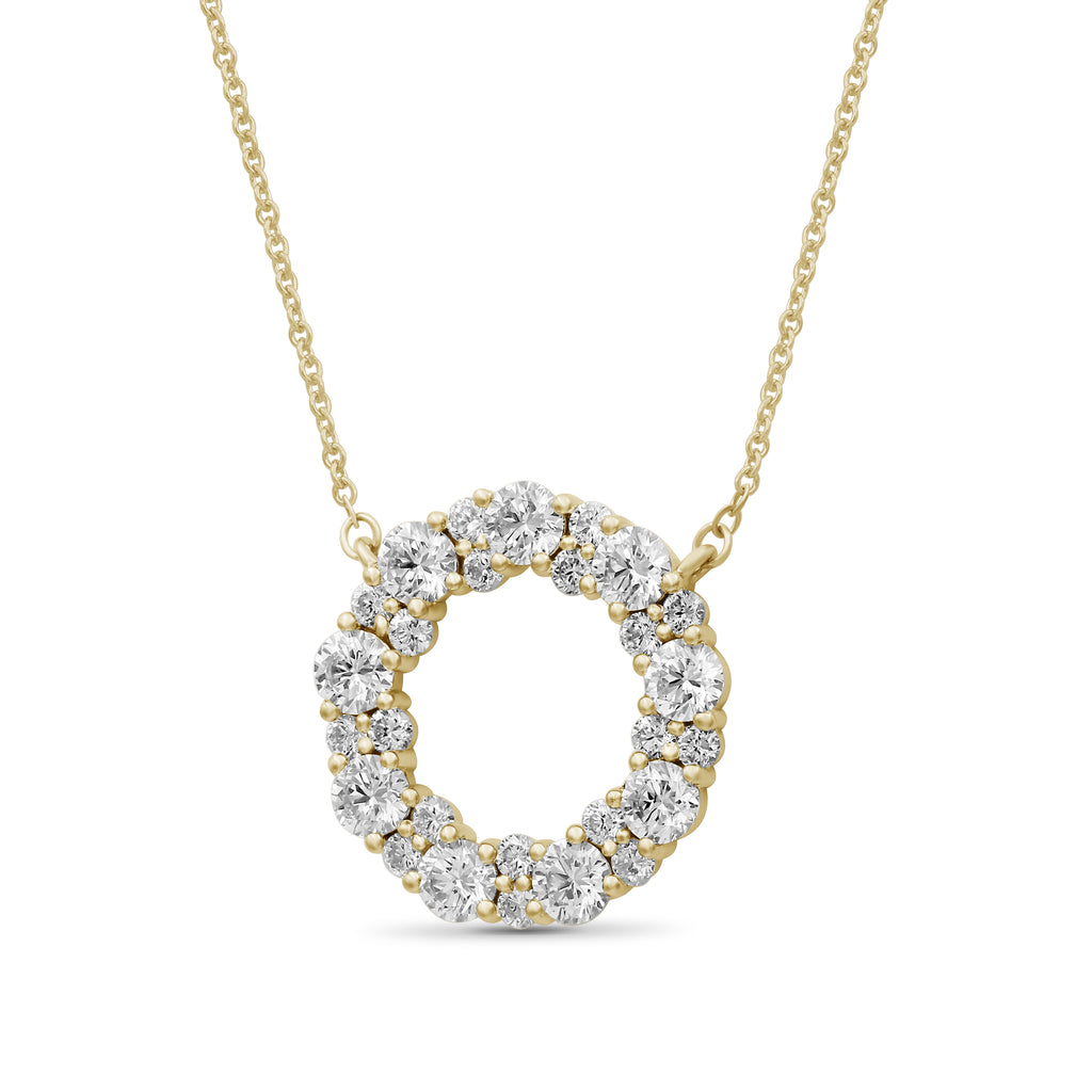 Diamonair Lab Grown Diamond (F/VS+) 2.00 carat Round cut Sterling Silver Circle Pendant - Sterling Silver | Gold over Silver