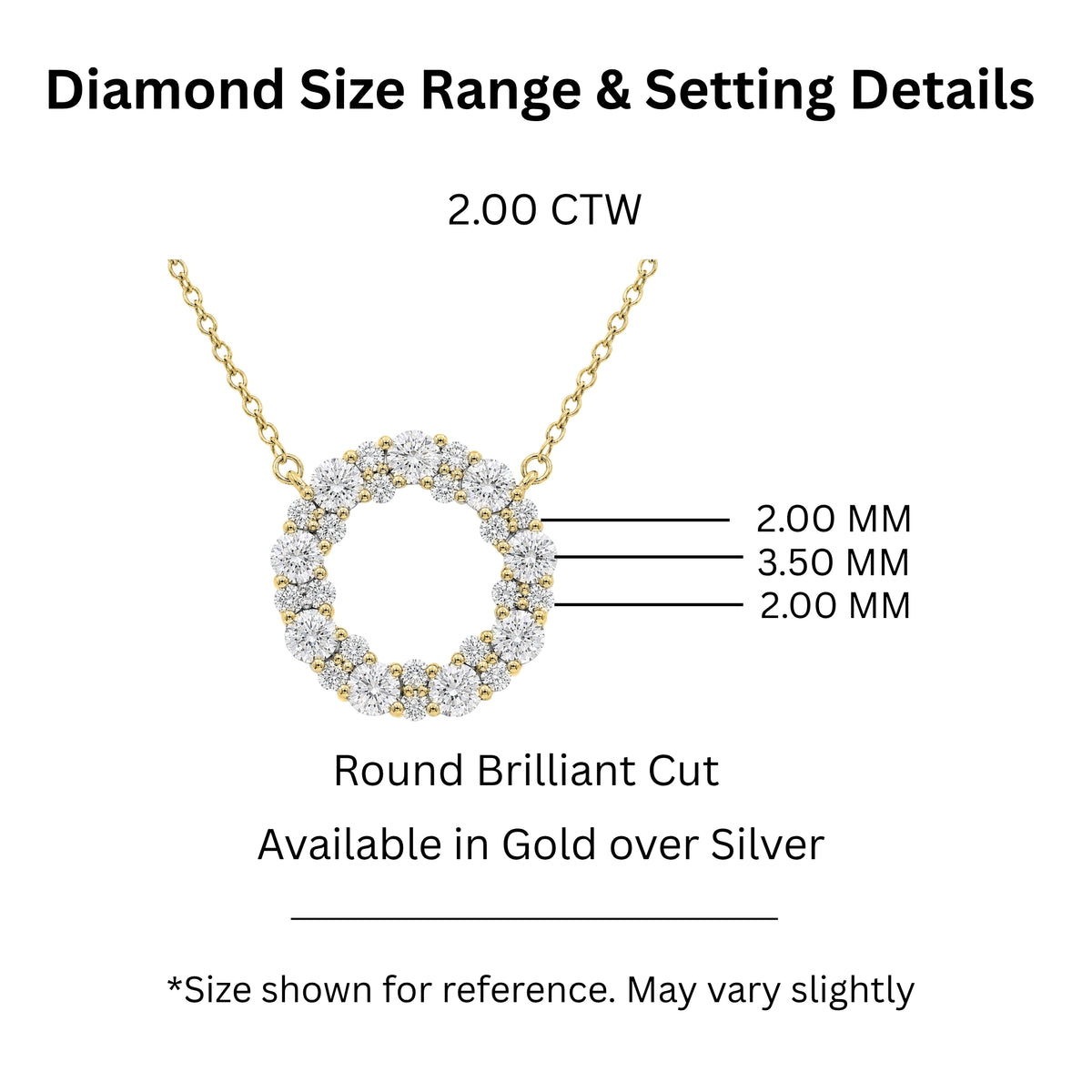 Diamonair Lab Grown Diamond (F/VS+) 2.00 carat Round cut Sterling Silver Circle Pendant - Sterling Silver | Gold over Silver