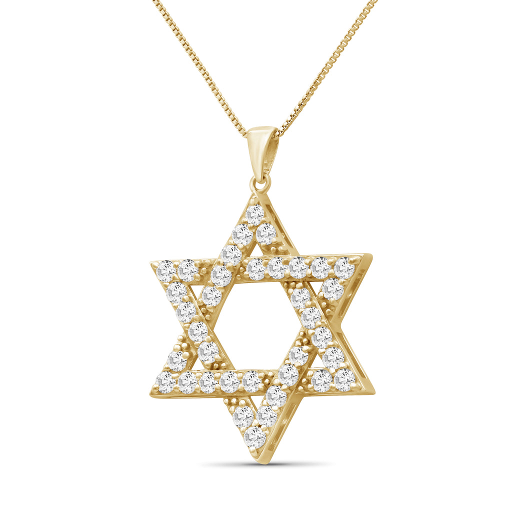 Diamonair Lab Grown Diamond (F/VS+) 2.00 carat Round cut Sterling Silver Star Pendant - Sterling Silver | Gold over Silver