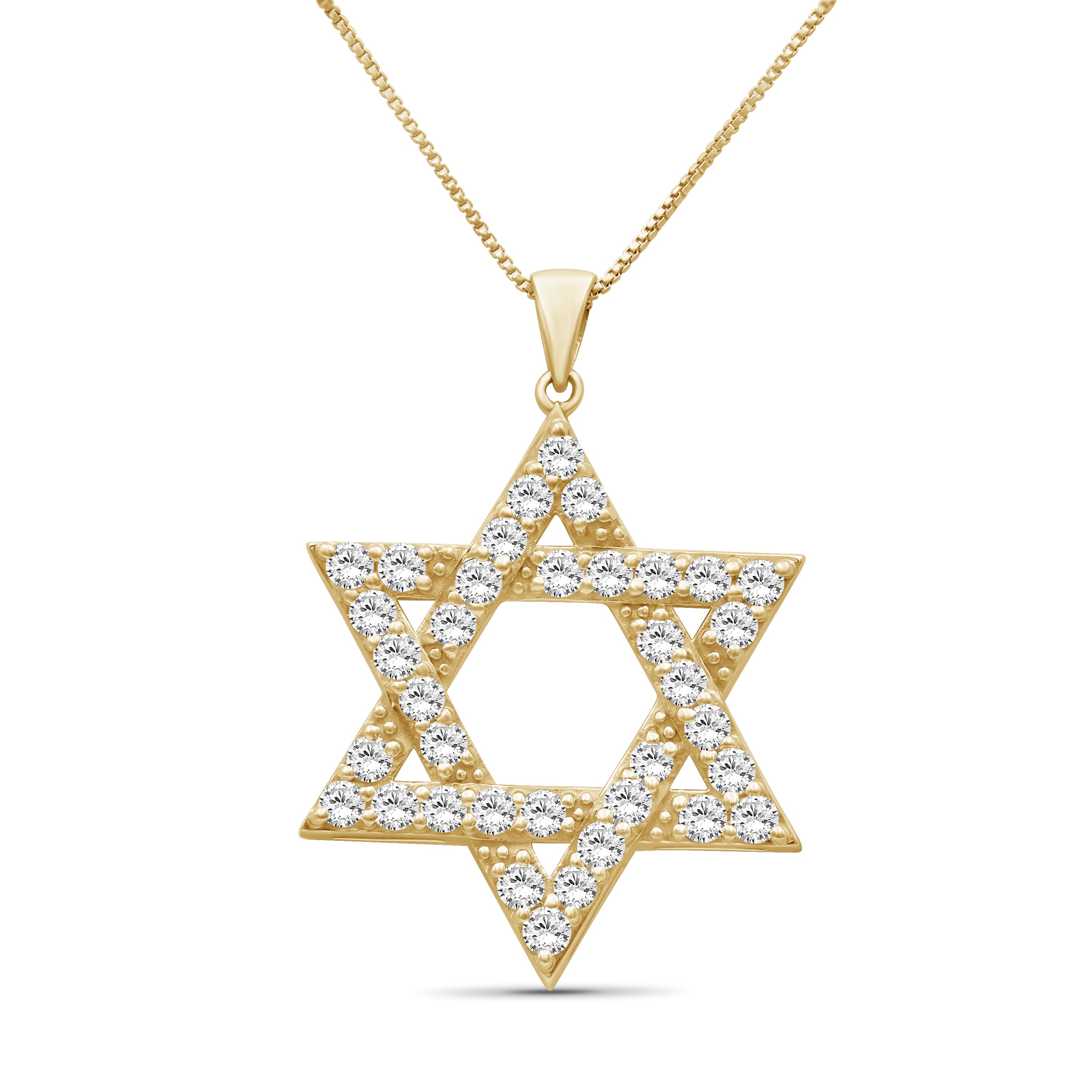 Diamonair Lab Grown Diamond (F/VS+) 2.00 carat Round cut Sterling Silver Star Pendant - Sterling Silver | Gold over Silver