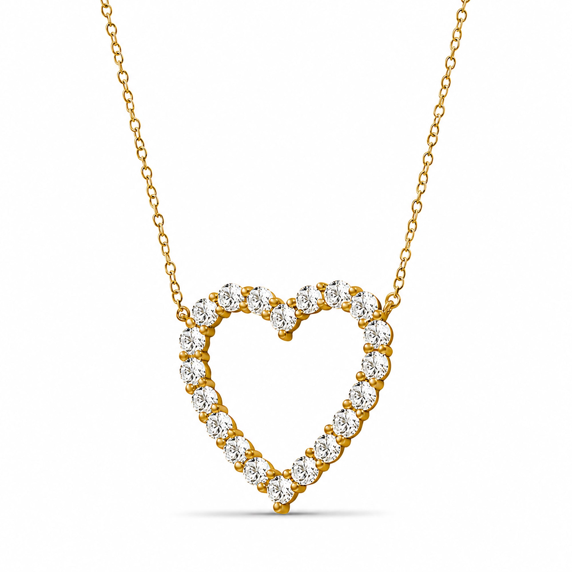 Diamonair Lab Grown Diamond (F/VS+) 3.00 carat Round cut Sterling Silver Heart Pendant - Sterling Silver | Gold over Silver