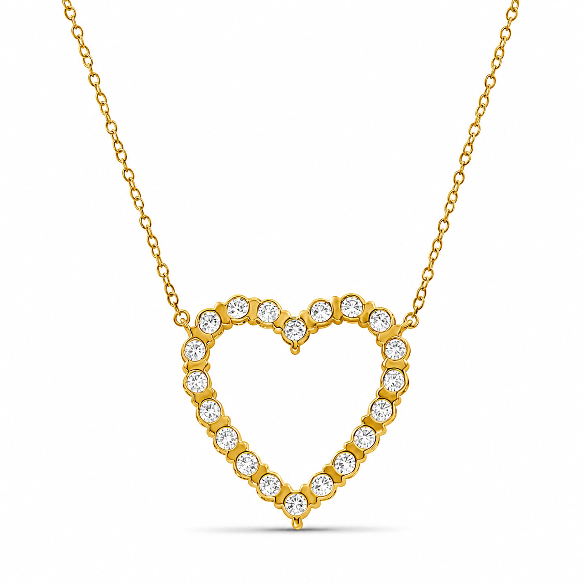 Diamonair Lab Grown Diamond (F/VS+) 3.00 carat Round cut Sterling Silver Heart Pendant - Sterling Silver | Gold over Silver