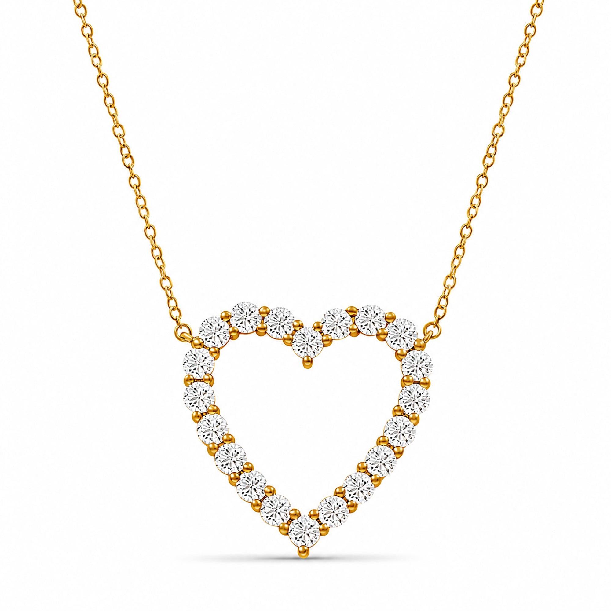 Diamonair Lab Grown Diamond (F/VS+) 3.00 carat Round cut Sterling Silver Heart Pendant - Sterling Silver | Gold over Silver