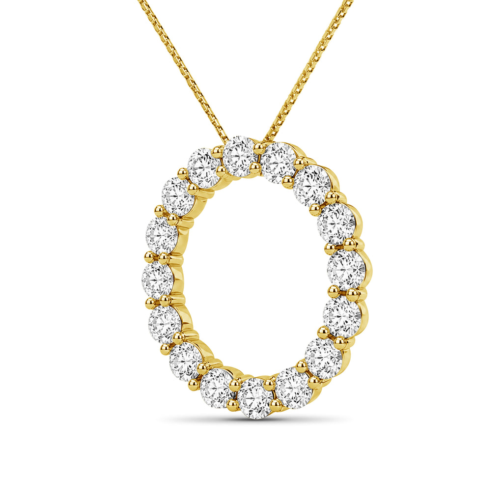 Diamonair Lab Grown Diamond (F/VS+) 3.00 carat Round cut Sterling Silver Circle Pendant - Sterling Silver | Gold over Silver