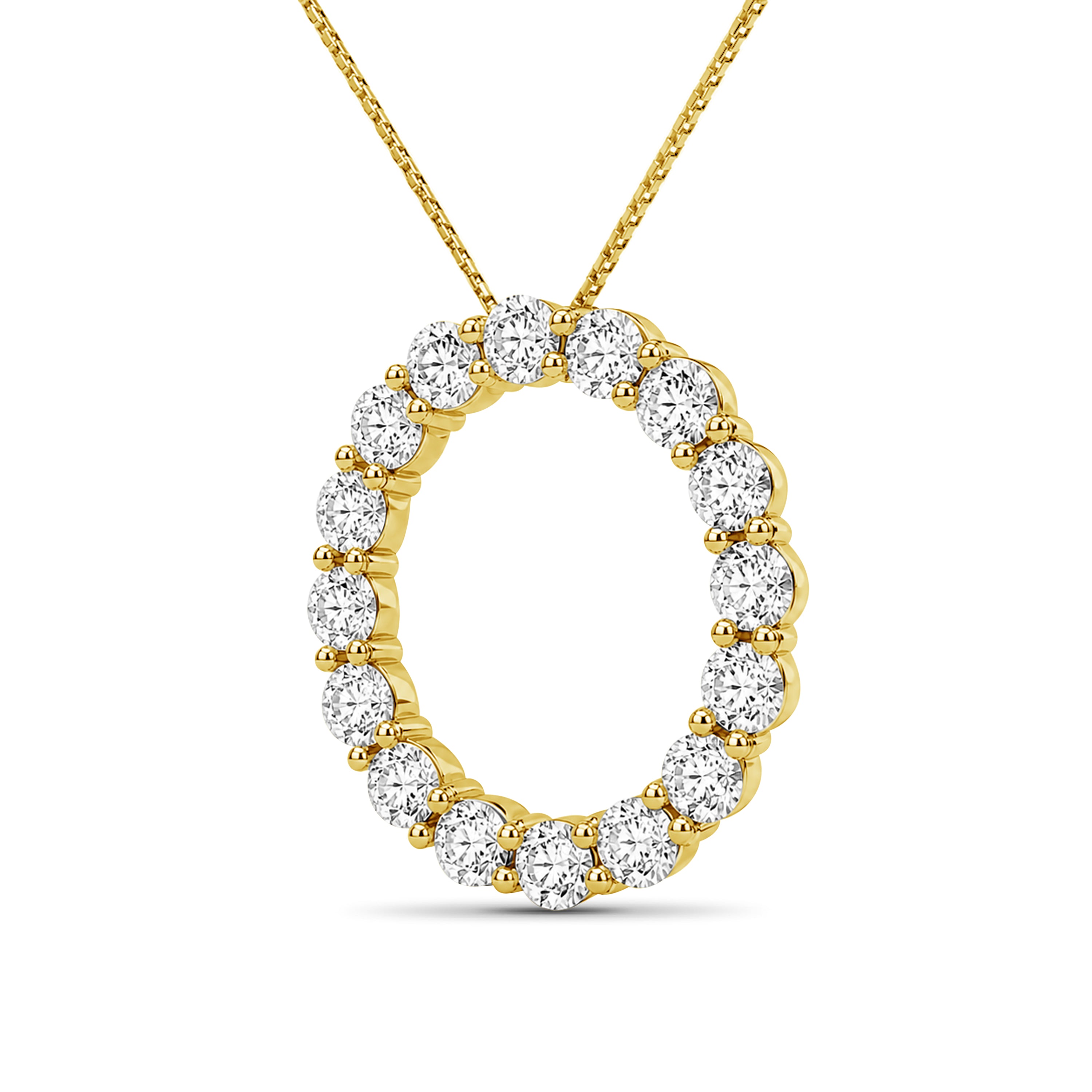 Diamonair Lab Grown Diamond (F/VS+) 3.00 carat Round cut Sterling Silver Circle Pendant - Sterling Silver | Gold over Silver