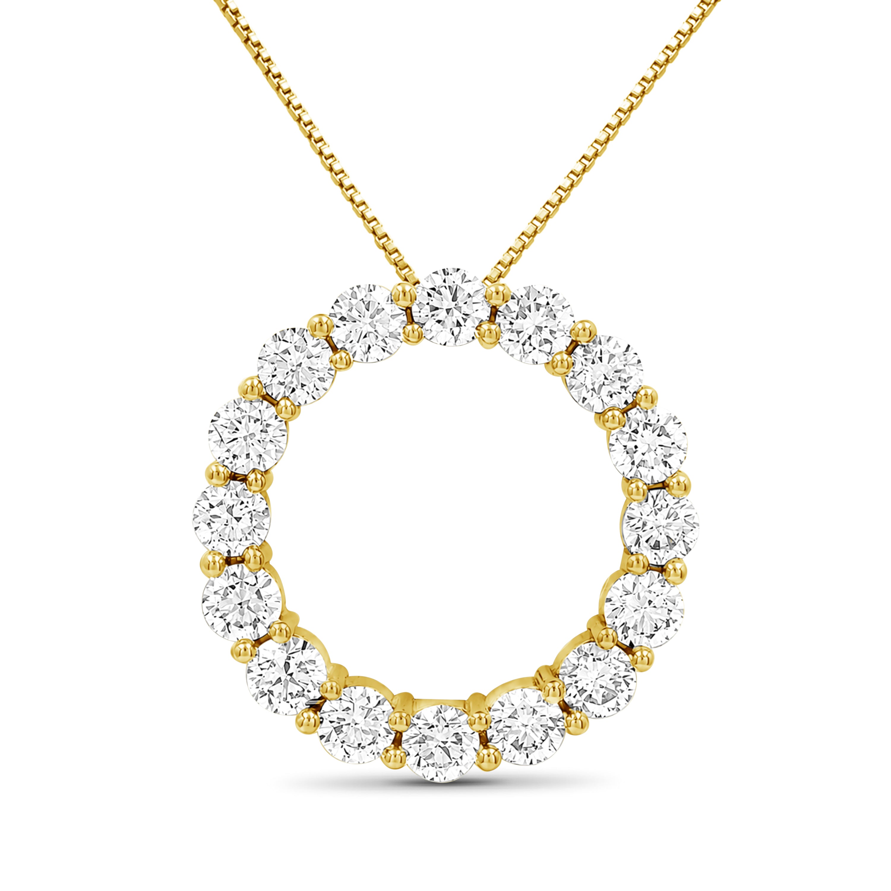 Diamonair Lab Grown Diamond (F/VS+) 3.00 carat Round cut Sterling Silver Circle Pendant - Sterling Silver | Gold over Silver