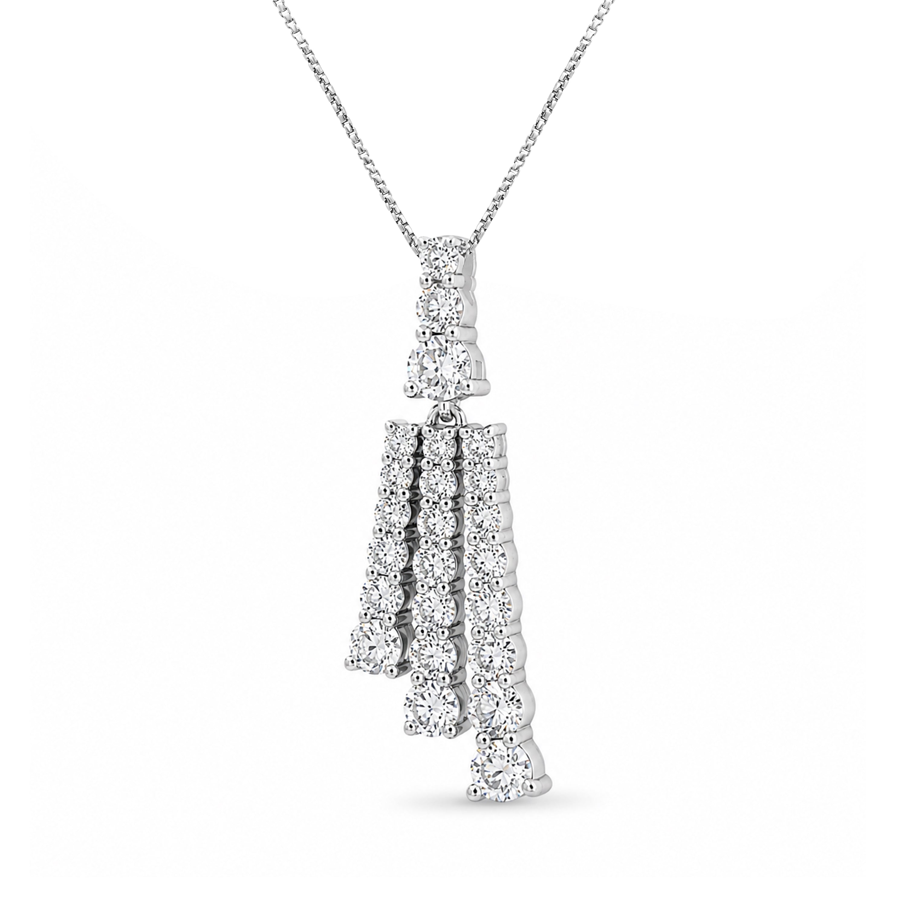 Diamonair Lab Grown Diamond (F/VS+) 2.00 carat Round cut Sterling Silver Pendant - Sterling Silver