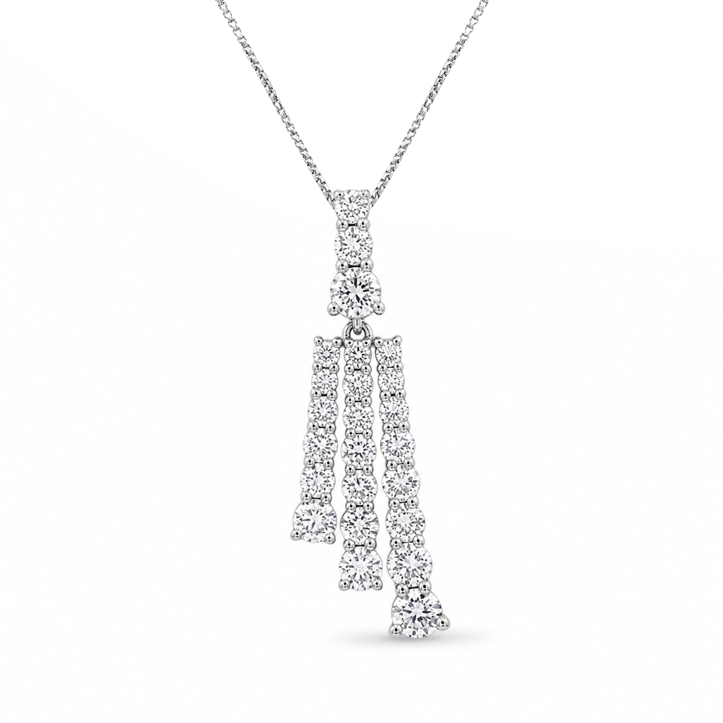 Diamonair Lab Grown Diamond (F/VS+) 2.00 carat Round cut Sterling Silver Pendant - Sterling Silver