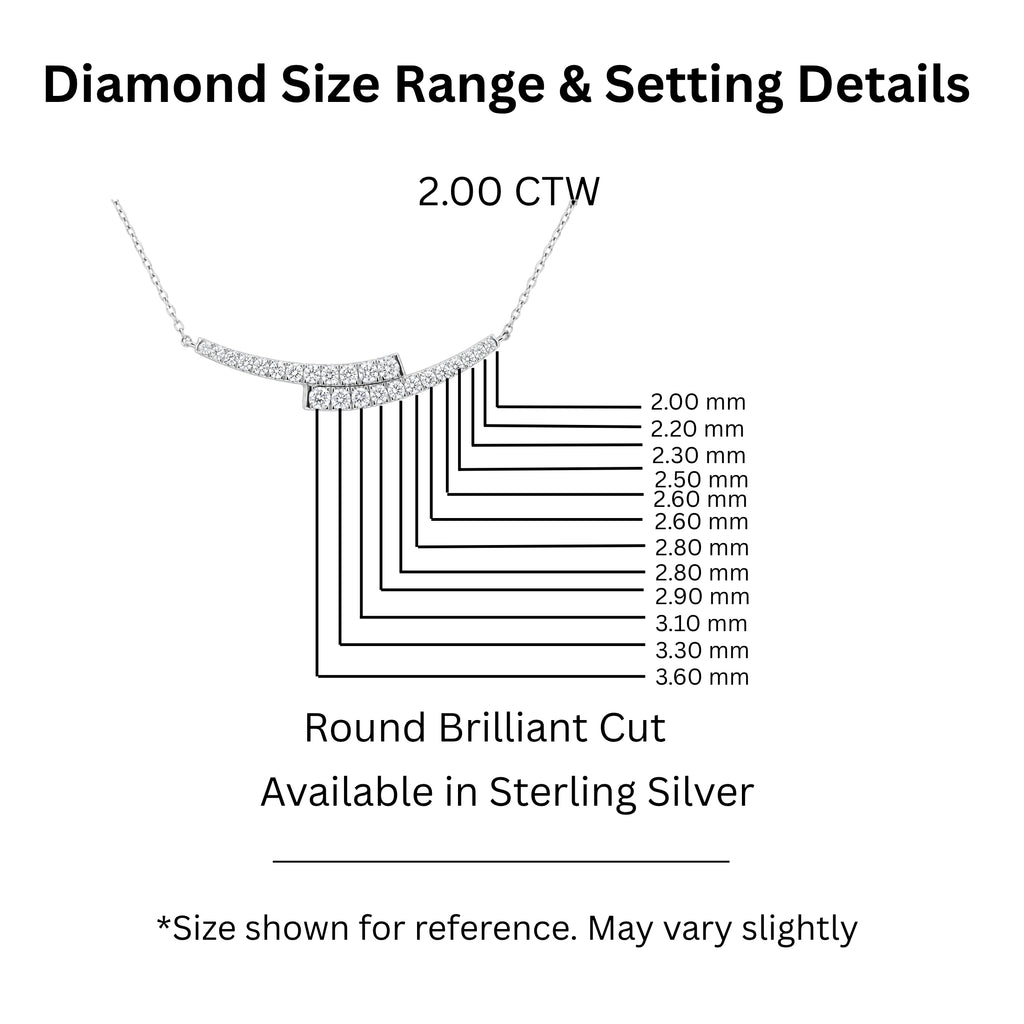 Diamonair Lab Grown Diamond (F/VS+) 2.00 carat Round cut Sterling Silver Smile Necklace - Sterling Silver | Gold over Silver