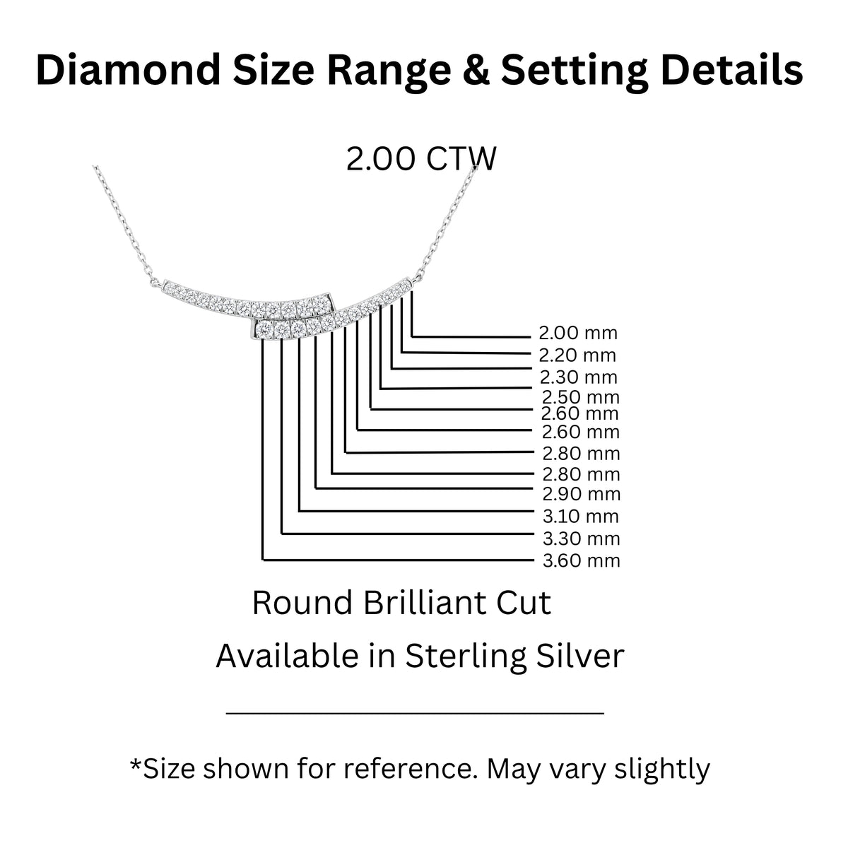 Diamonair Lab Grown Diamond (F/VS+) 2.00 carat Round cut Sterling Silver Smile Necklace - Sterling Silver | Gold over Silver