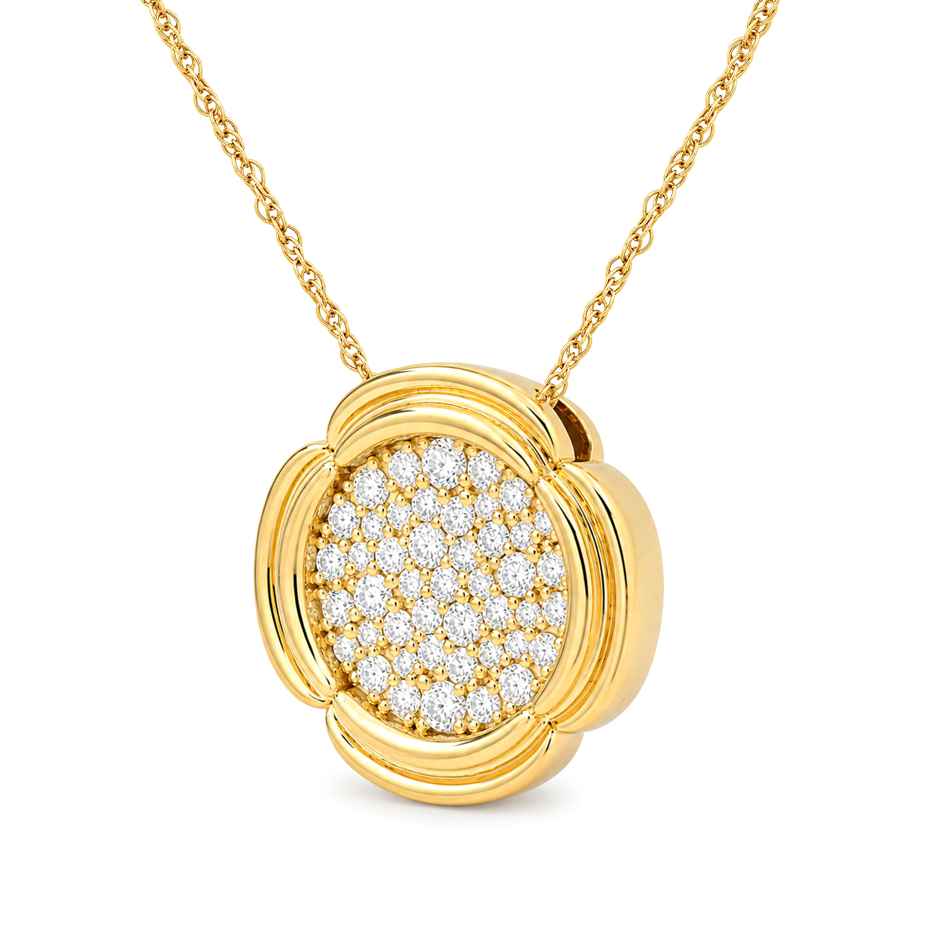 Diamonair Lab Grown Diamond (F/VS+) 1.00 carat Round cut Sterling Silver Cluster Pendant - Sterling Silver | Gold over Silver