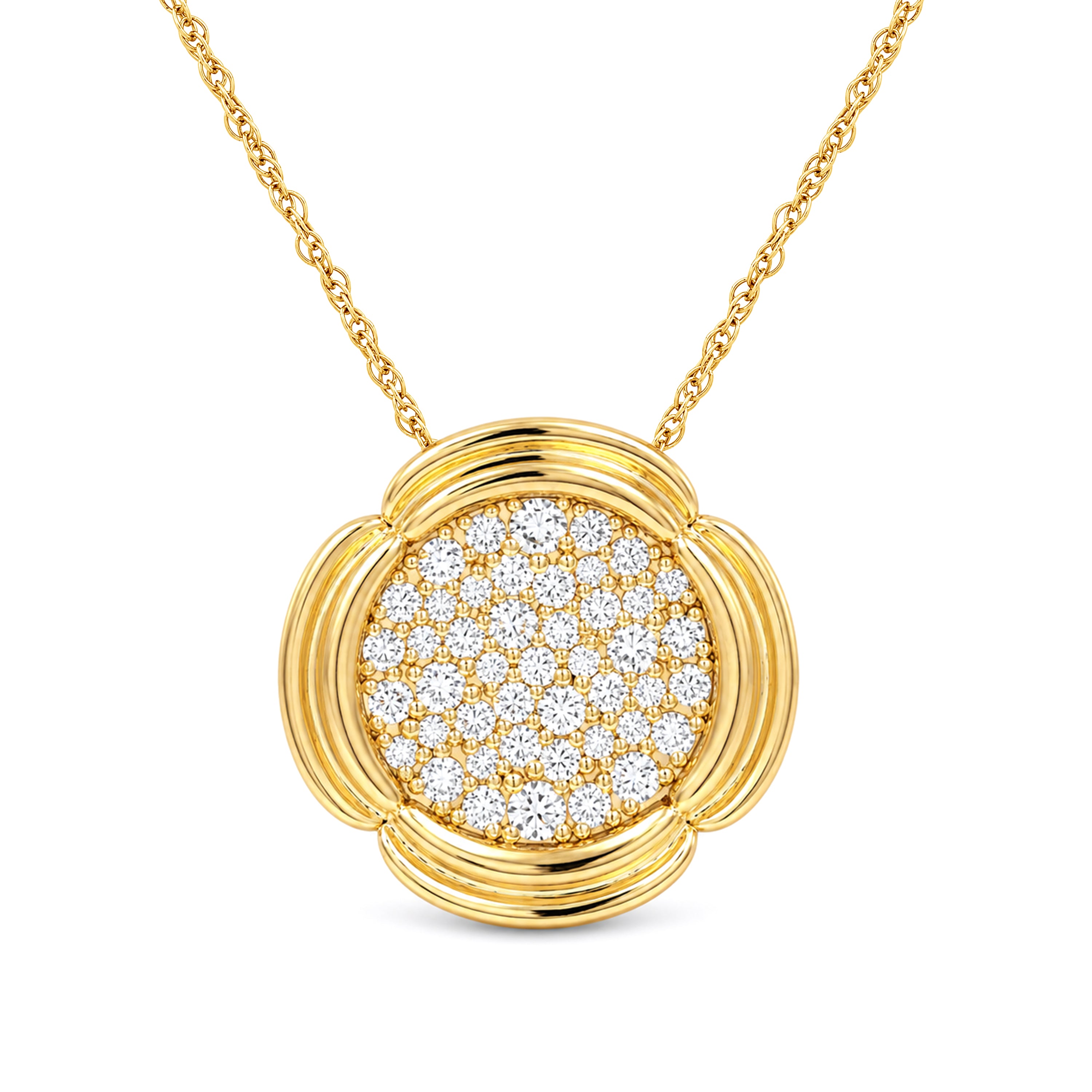 Diamonair Lab Grown Diamond (F/VS+) 1.00 carat Round cut Sterling Silver Cluster Pendant - Sterling Silver | Gold over Silver