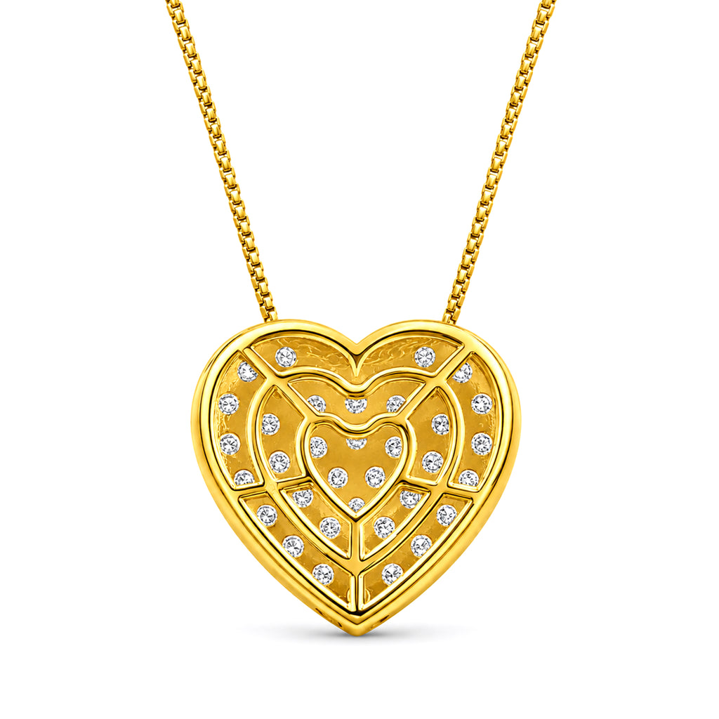 Diamonair Lab Grown Diamond (F/VS+) 1.00 carat Round cut Sterling Silver Heart Pendant - Sterling Silver