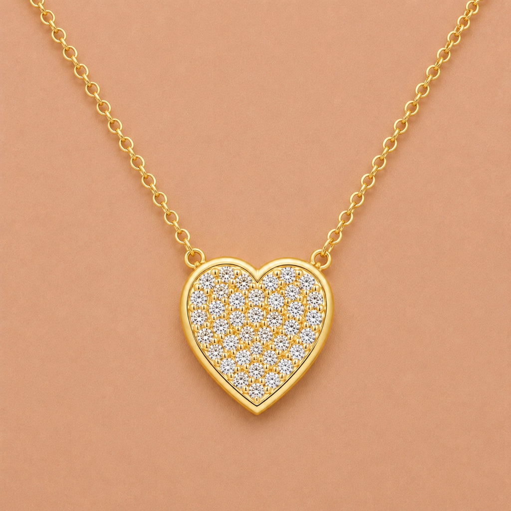 Diamonair Lab Grown Diamond (F/VS+) 1.00 carat Round cut Sterling Silver Heart Pendant - Sterling Silver