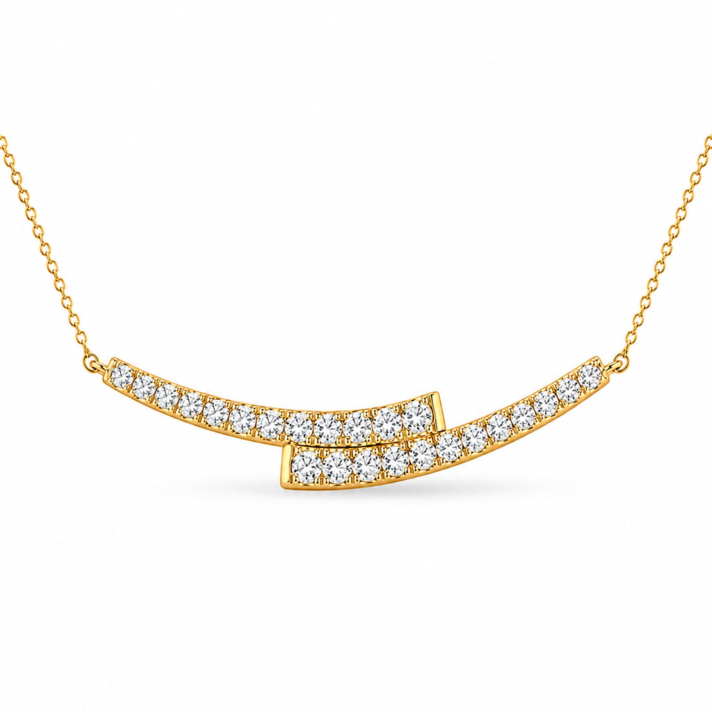 Diamonair Lab Grown Diamond (F/VS+) 2.00 carat Round cut Sterling Silver Smile Necklace - Sterling Silver | Gold over Silver