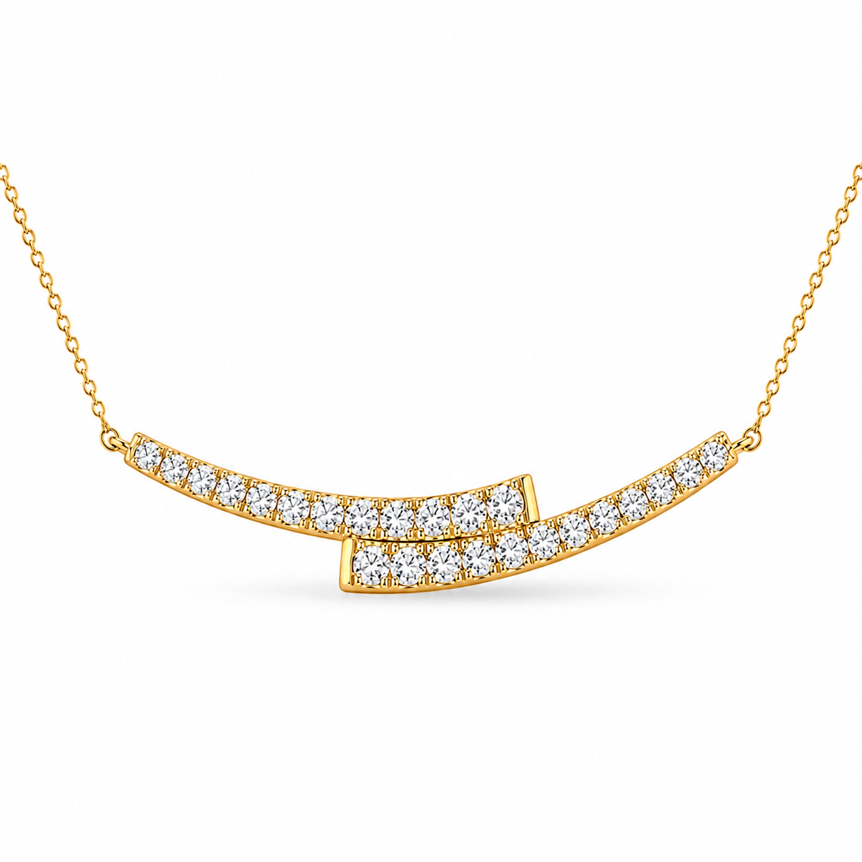 Diamonair Lab Grown Diamond (F/VS+) 2.00 carat Round cut Sterling Silver Smile Necklace - Sterling Silver | Gold over Silver