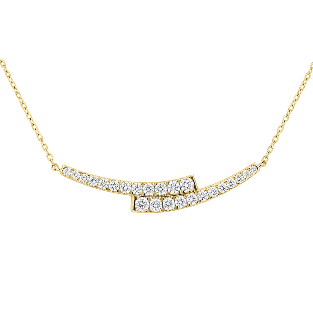 Diamonair Lab Grown Diamond (F/VS+) 2.00 carat Round cut Sterling Silver Smile Necklace - Sterling Silver | Gold over Silver