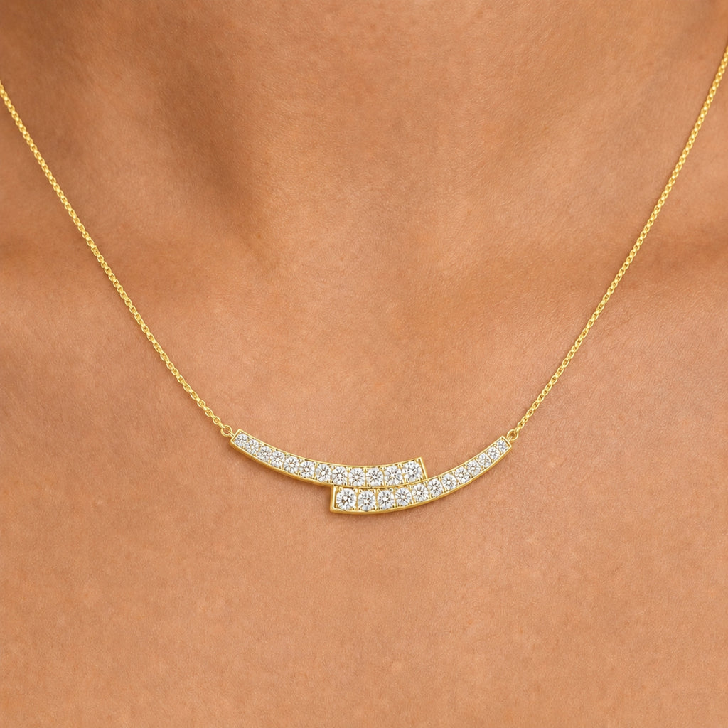 Diamonair Lab Grown Diamond (F/VS+) 2.00 carat Round cut Sterling Silver Smile Necklace - Sterling Silver | Gold over Silver