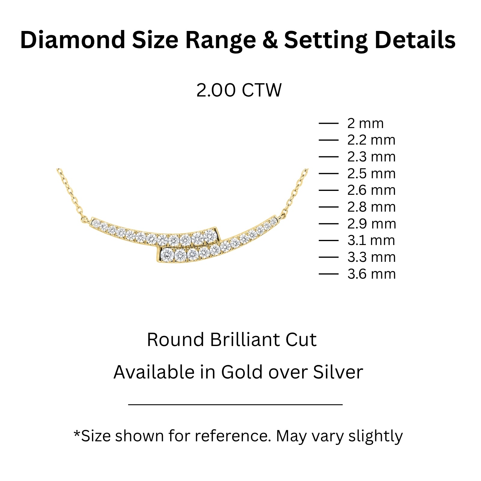 Diamonair Lab Grown Diamond (F/VS+) 2.00 carat Round cut Sterling Silver Smile Necklace - Sterling Silver | Gold over Silver