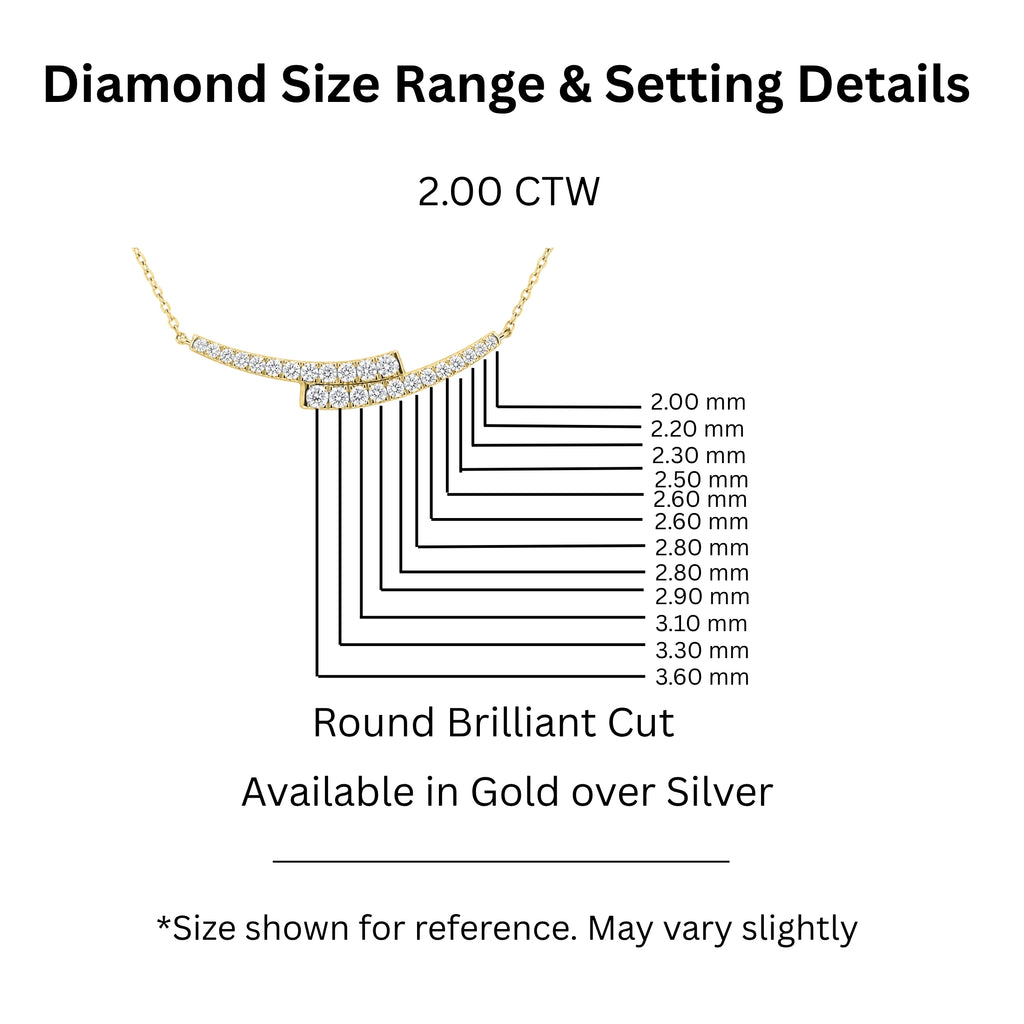 Diamonair Lab Grown Diamond (F/VS+) 2.00 carat Round cut Sterling Silver Smile Necklace - Sterling Silver | Gold over Silver