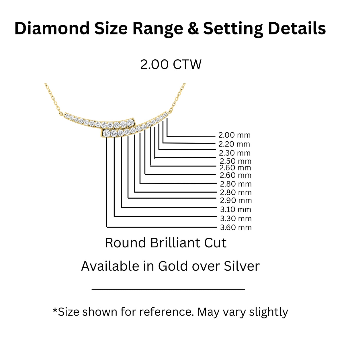 Diamonair Lab Grown Diamond (F/VS+) 2.00 carat Round cut Sterling Silver Smile Necklace - Sterling Silver | Gold over Silver