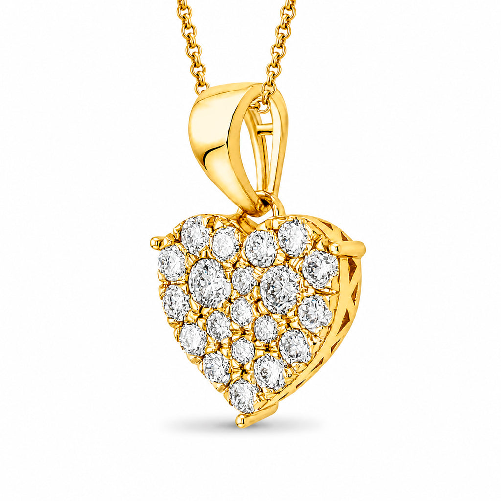 Diamonair Lab Grown Diamond (F/VS+) 1.00 carat Round cut Sterling Silver Heart Pendant - Sterling Silver | Gold over Silver