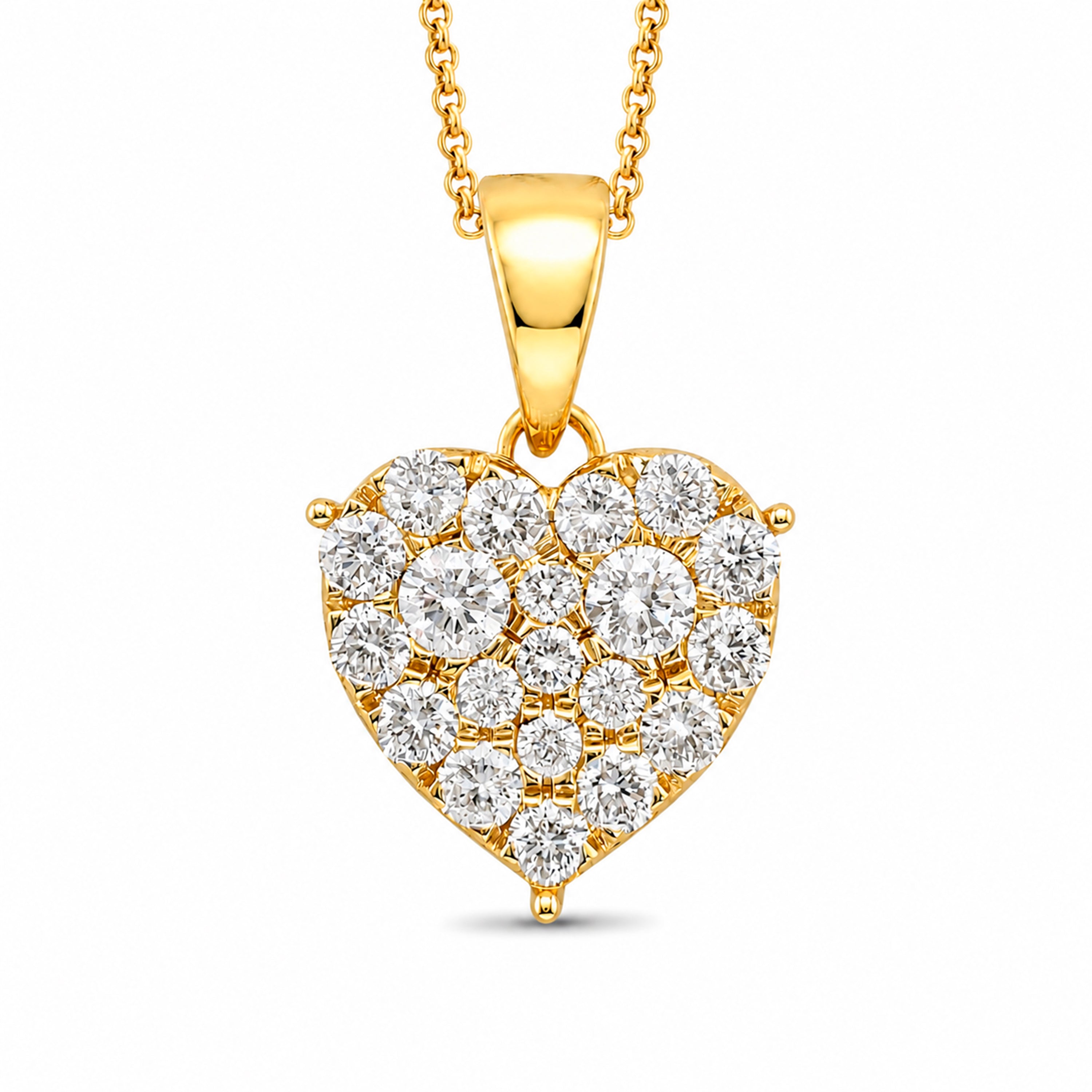 Diamonair Lab Grown Diamond (F/VS+) 1.00 carat Round cut Sterling Silver Heart Pendant - Sterling Silver | Gold over Silver