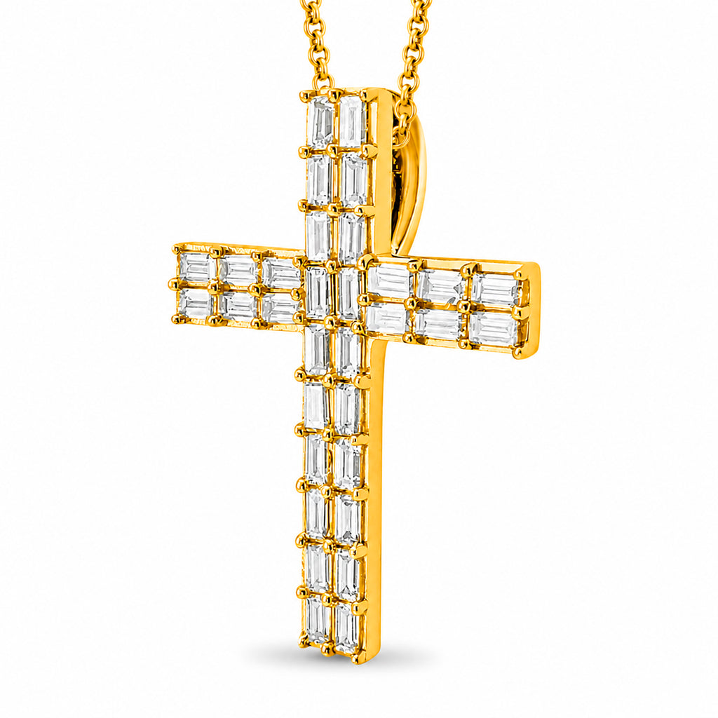 Diamonair Lab Grown Diamond (F/VS+) 1.00 carat Round cut Sterling Silver Cross Pendant - Sterling Silver | Gold over Silver