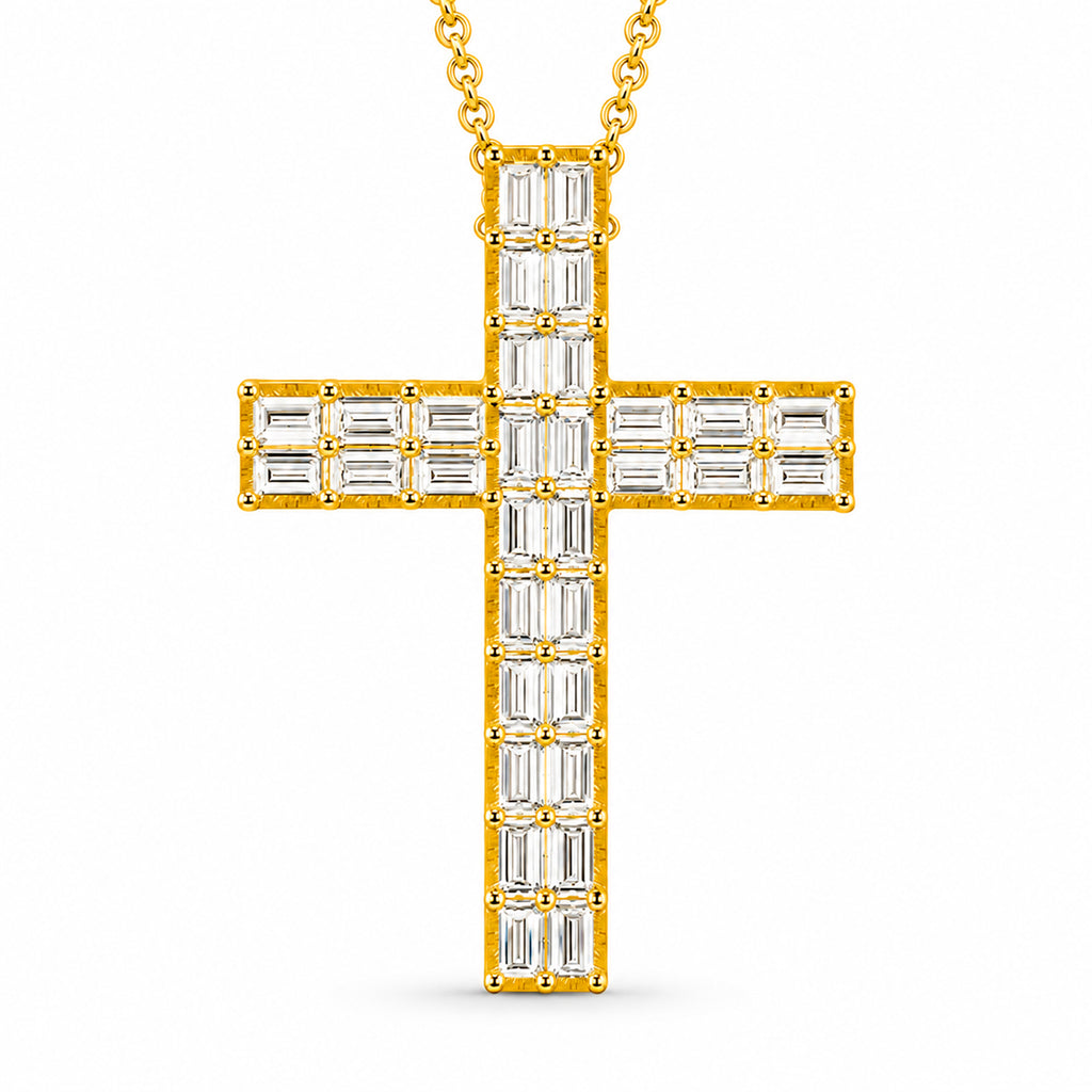 Diamonair Lab Grown Diamond (F/VS+) 1.00 carat Round cut Sterling Silver Cross Pendant - Sterling Silver | Gold over Silver