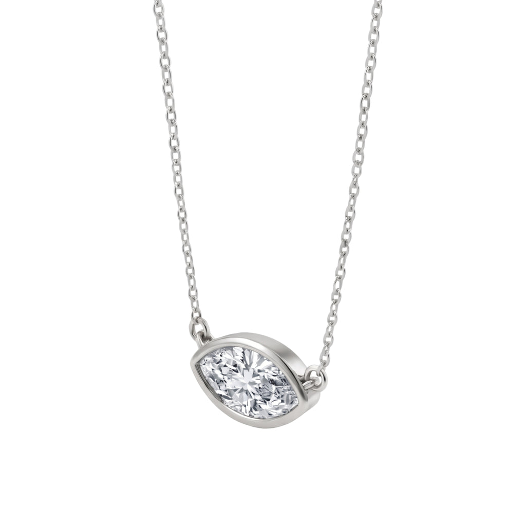 1-6 ctw Mixed Solitaire Bezel Pendant Necklace