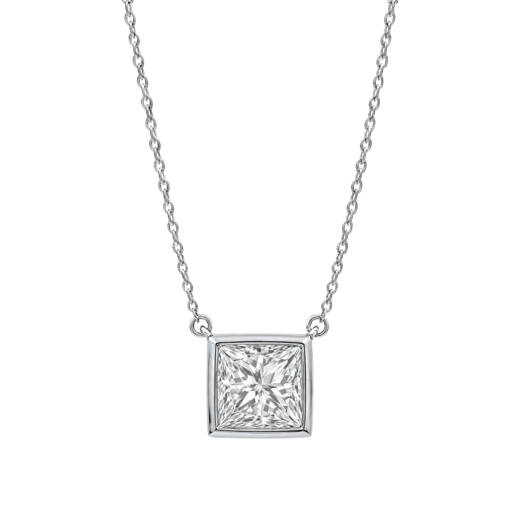 1-6 ctw Mixed Solitaire Bezel Pendant Necklace