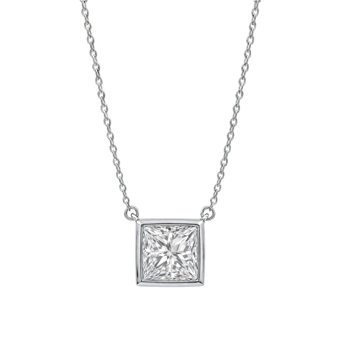 1-6 ctw Mixed Solitaire Bezel Pendant Necklace