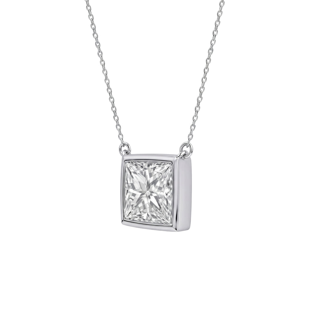 1-6 ctw Mixed Solitaire Bezel Pendant Necklace