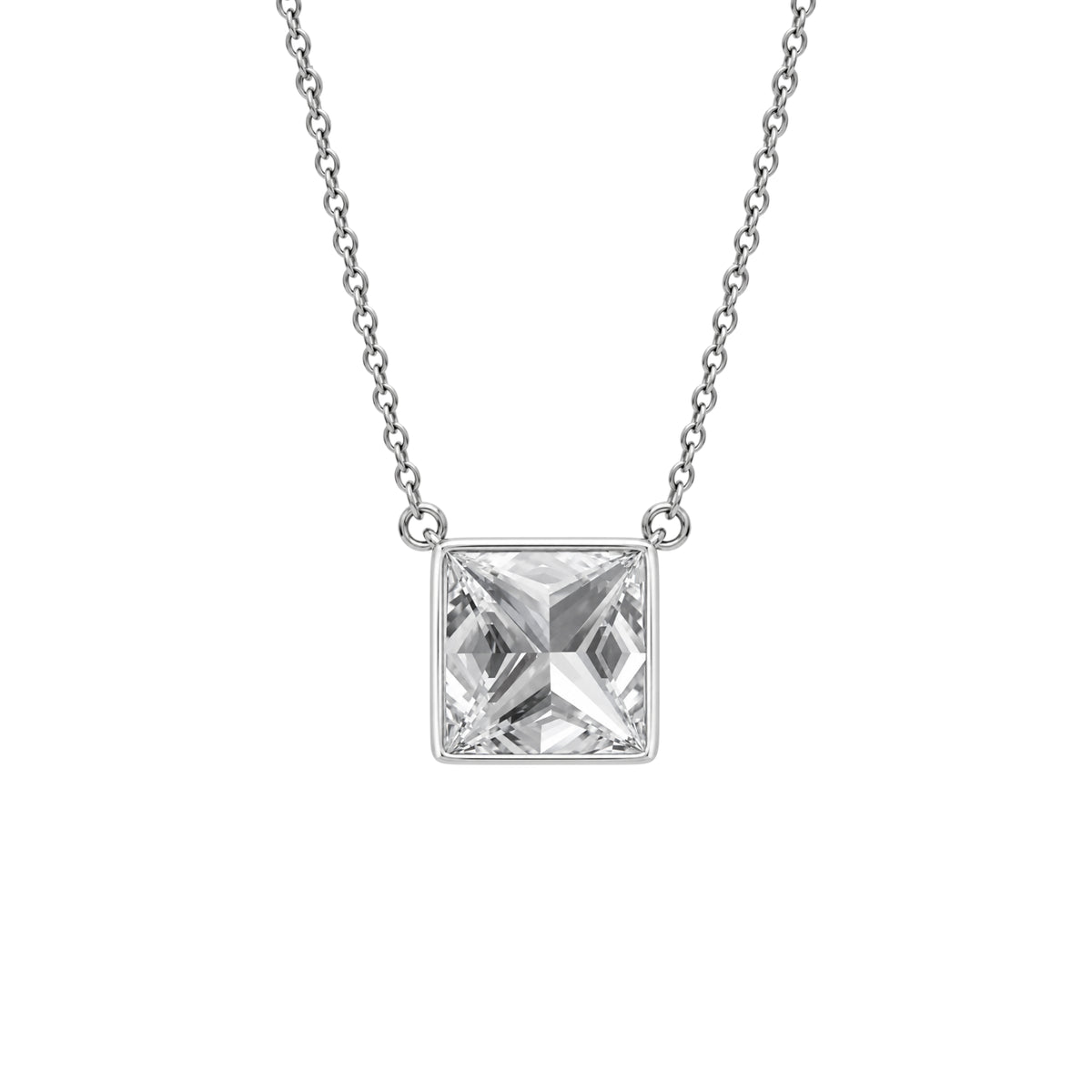 1-6 ctw Mixed Solitaire Bezel Pendant Necklace