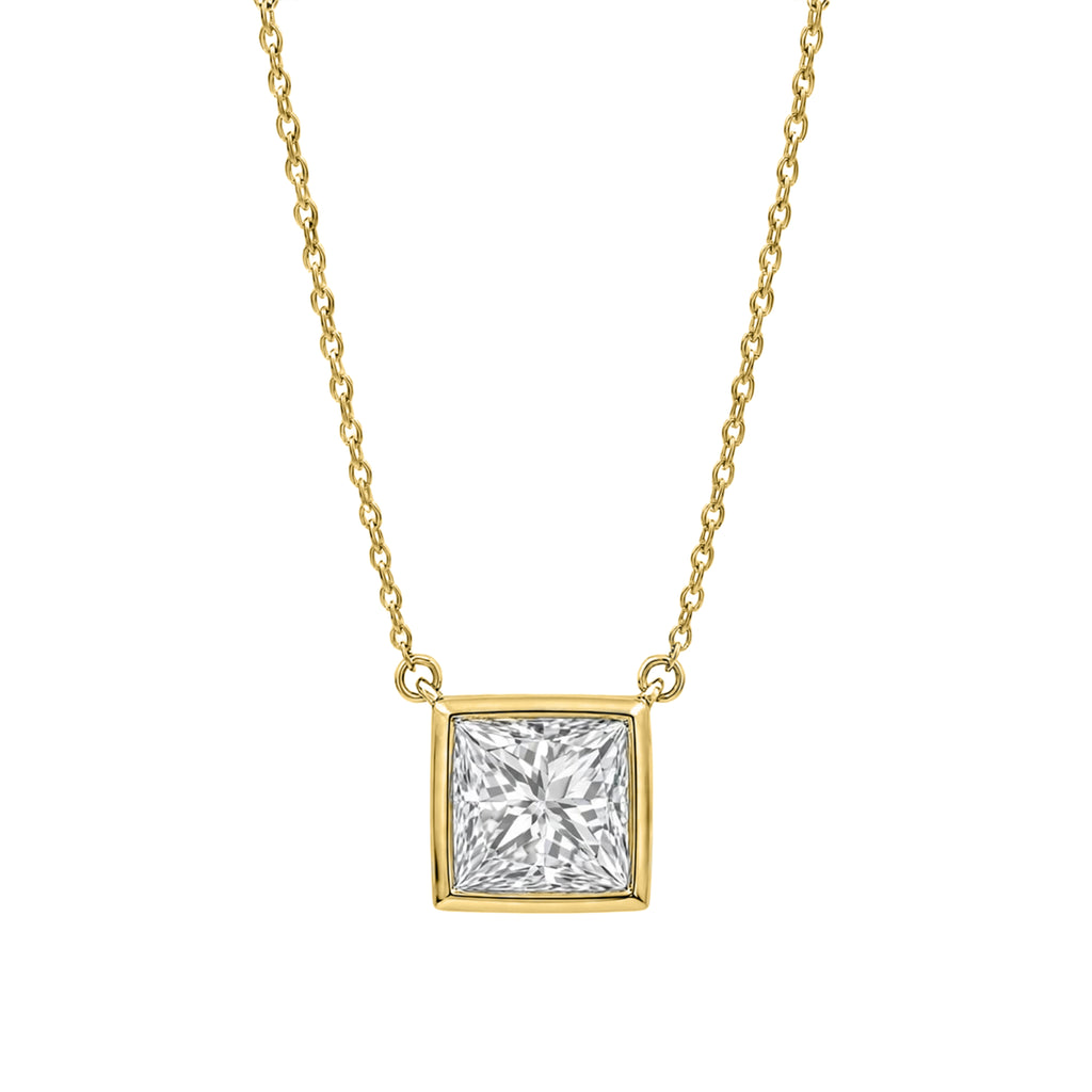 1-6 ctw Mixed Solitaire Bezel Pendant Necklace