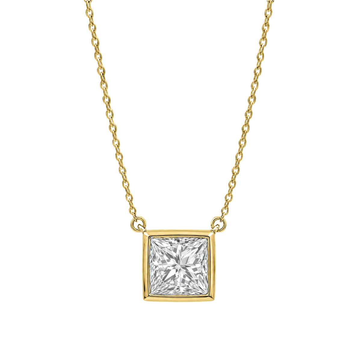 1-6 ctw Mixed Solitaire Bezel Pendant Necklace