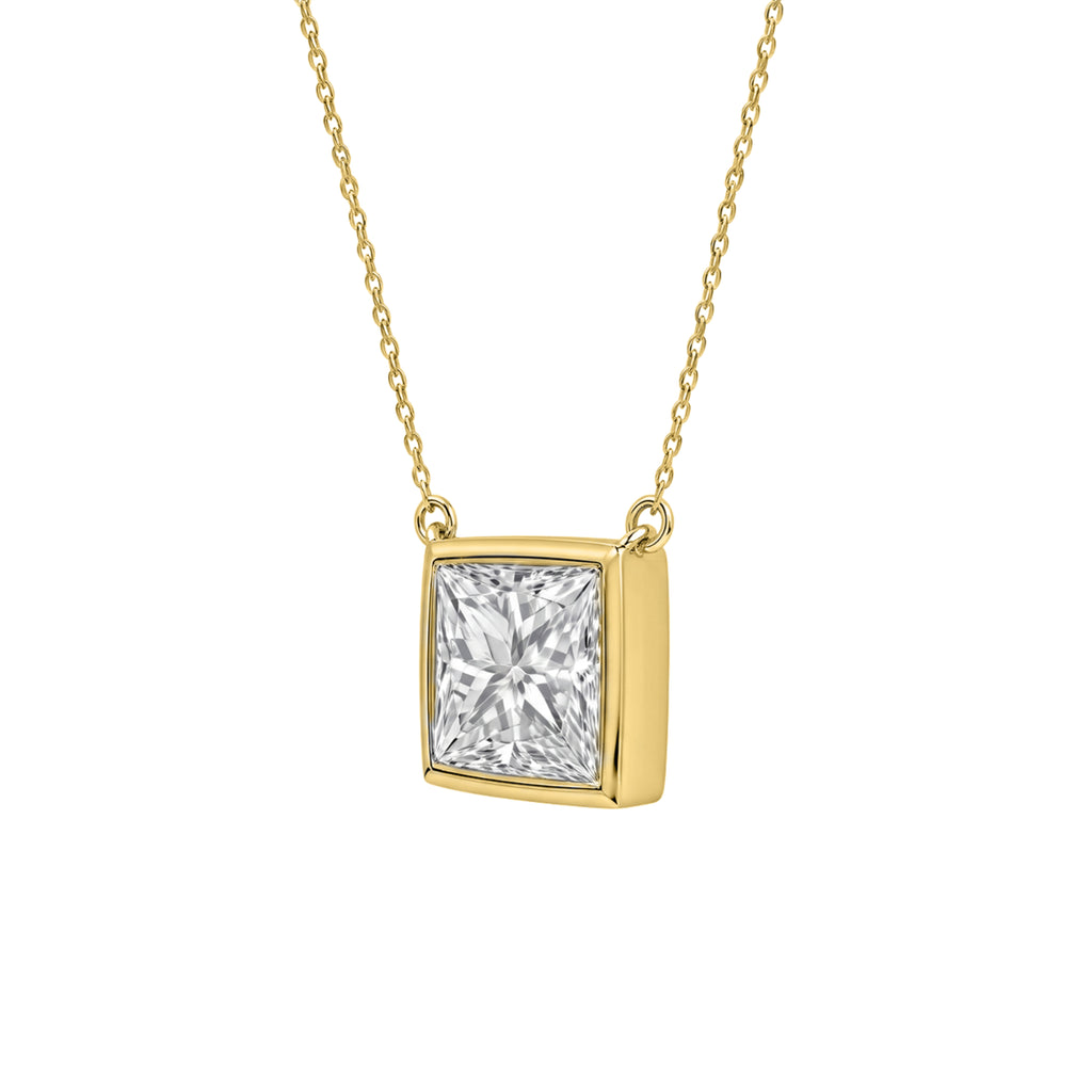 1-6 ctw Mixed Solitaire Bezel Pendant Necklace