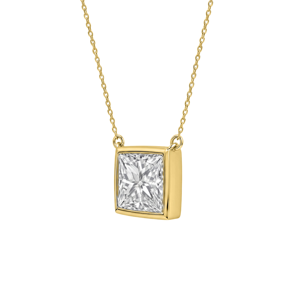 1-6 ctw Mixed Solitaire Bezel Pendant Necklace